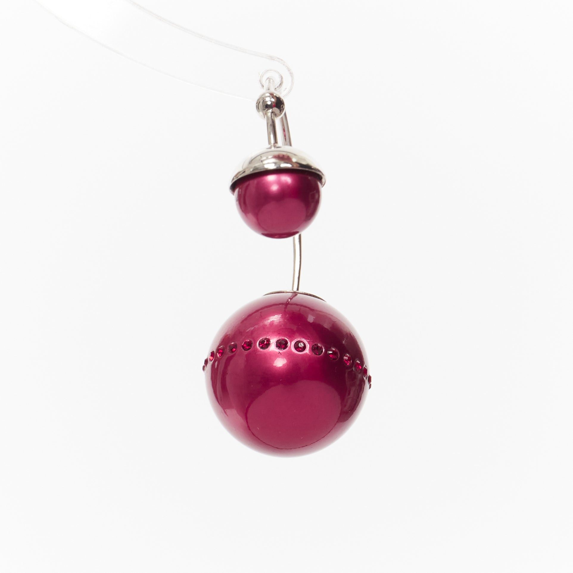Dior DIOR Tribales pealescent red faux pearls crystal orbital pin earrings Pair Size ONE SIZE - 1 Thumbnail