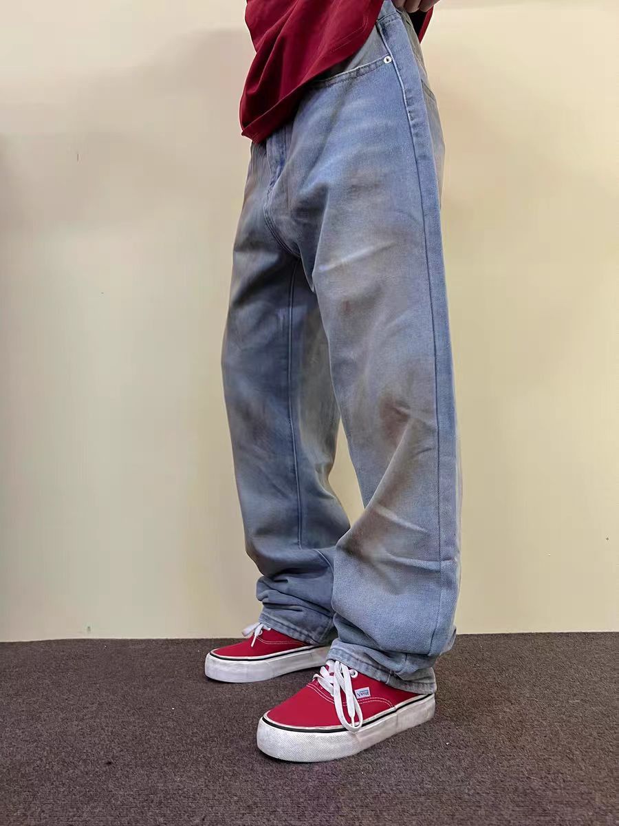 Japanese Brand × Jean Street straight wash tie-dye casual jeans Size US 34 / EU 50 - 3 Thumbnail