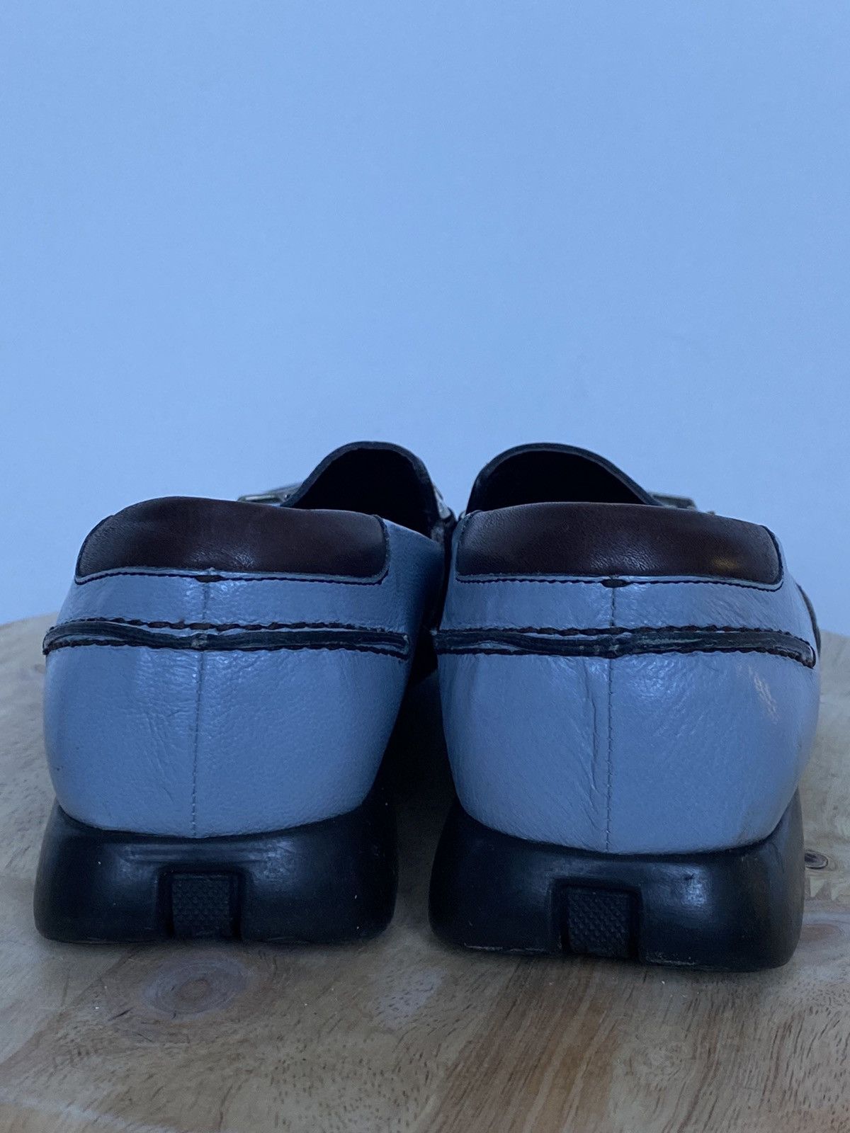 Miu Miu × Prada × Vintage Prada Bintage Baby Blue Leather Flats Loafers Size US 6 / IT 36 - 6 Thumbnail
