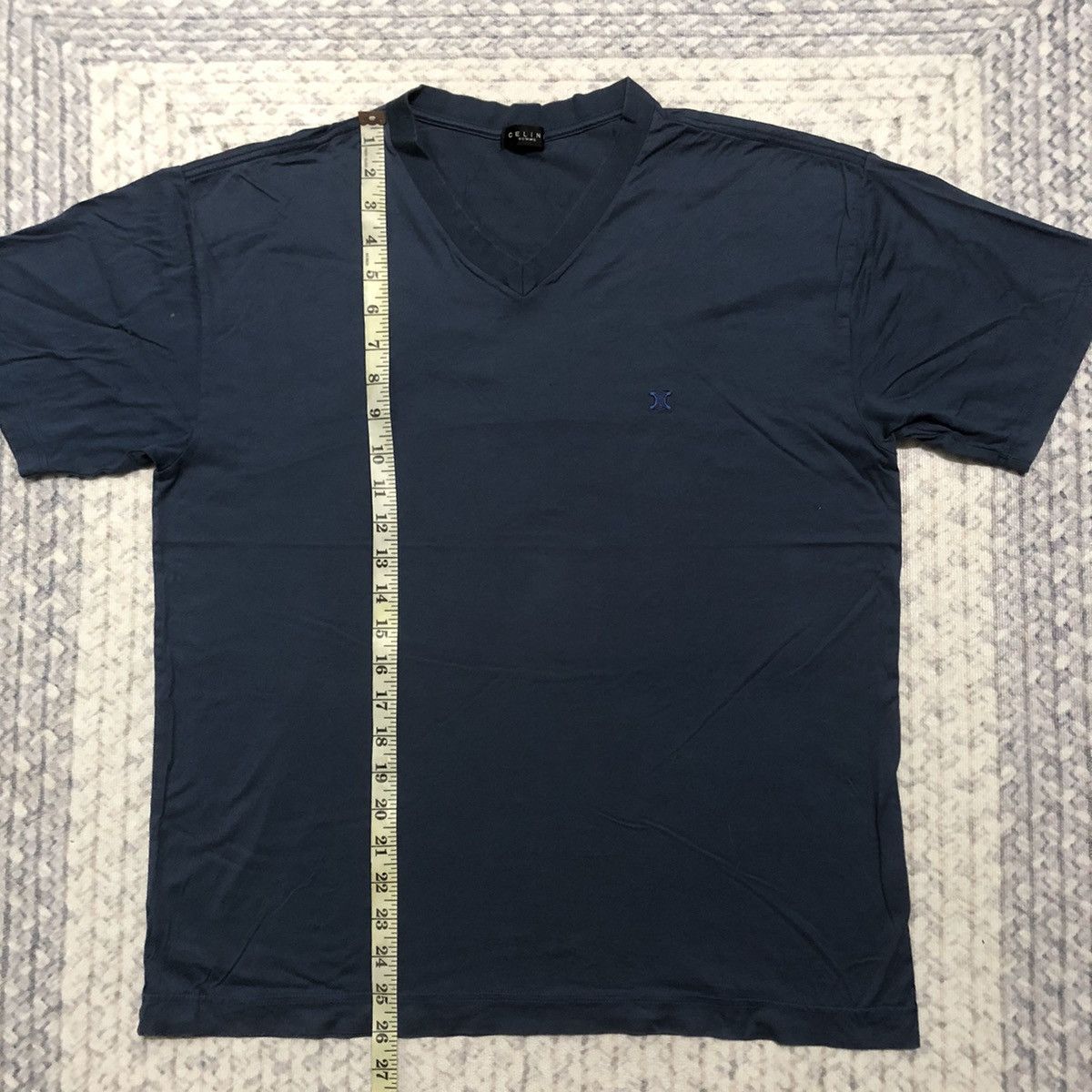 Celine Rare Distressed Vintage Celine Small Logo V-Neck Tees Size US L / EU 52-54 / 3 - 11 Thumbnail