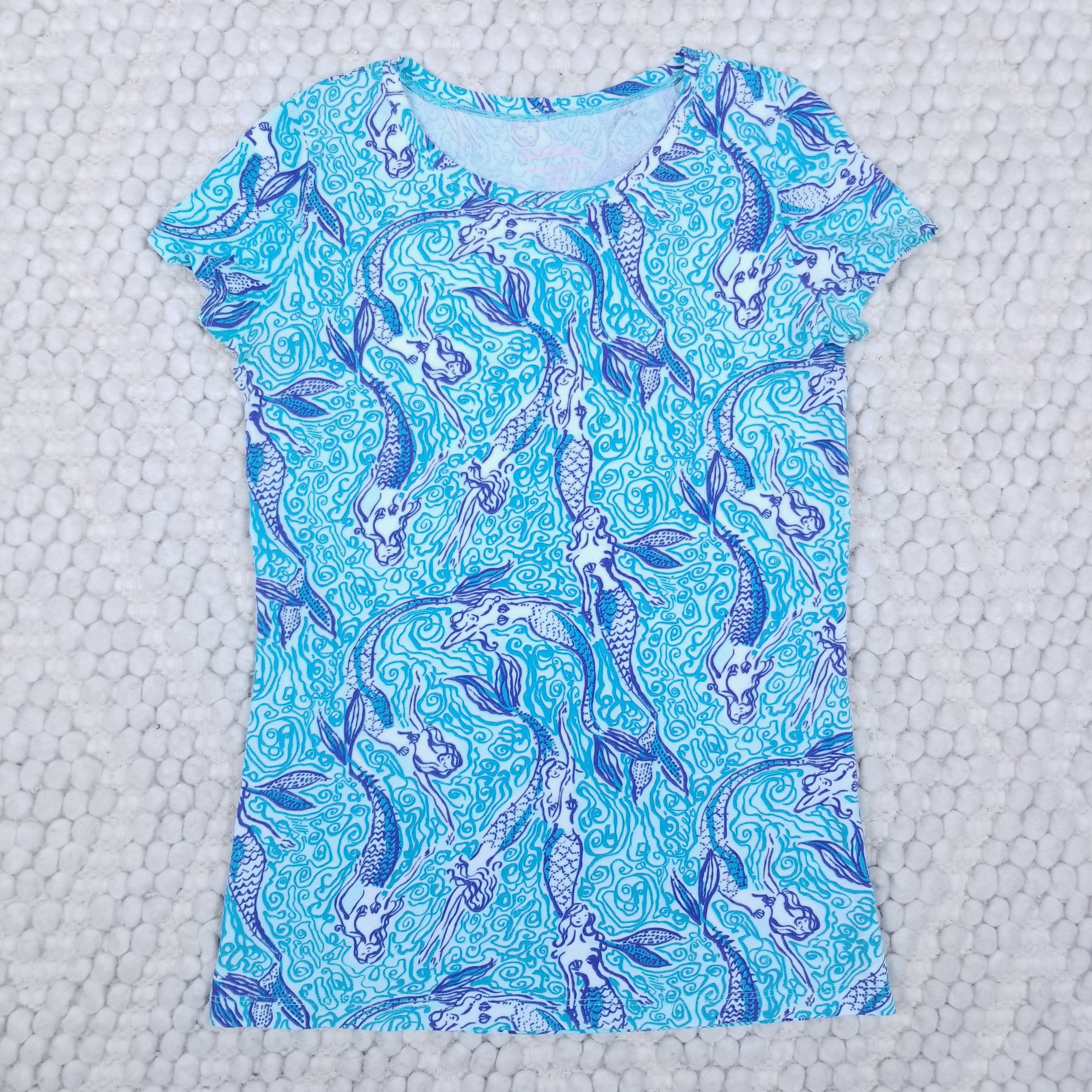 Lilly Pulitzer Short Sleeve Tee Nice Tail Mermaids Size XS / US 0-2 / IT 36-38 - 5 Thumbnail