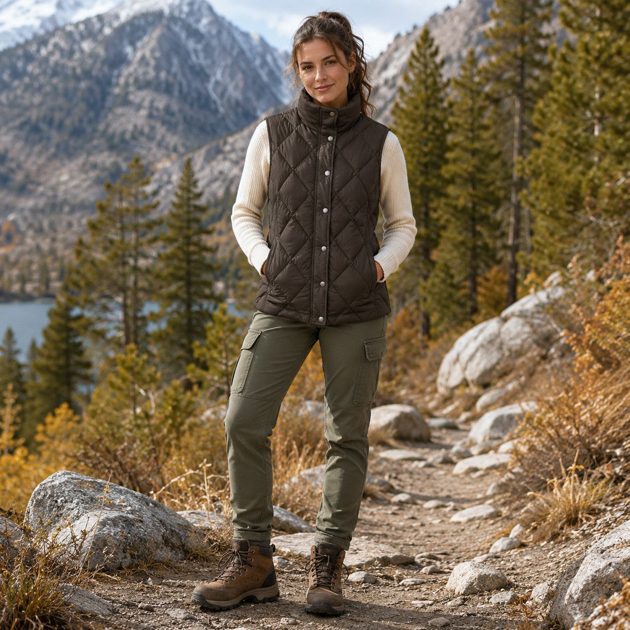 Lands' End Lands End Diamond Quilted Down Puffer Vest Brown Small 6-8 Size S / US 4 / IT 40 - 1 Thumbnail
