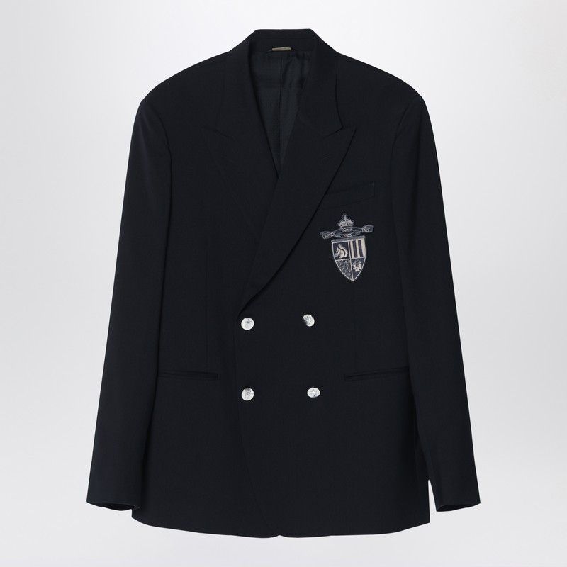 Fendi Double-Breasted Jacket In Midnight Blue Virgin Wool