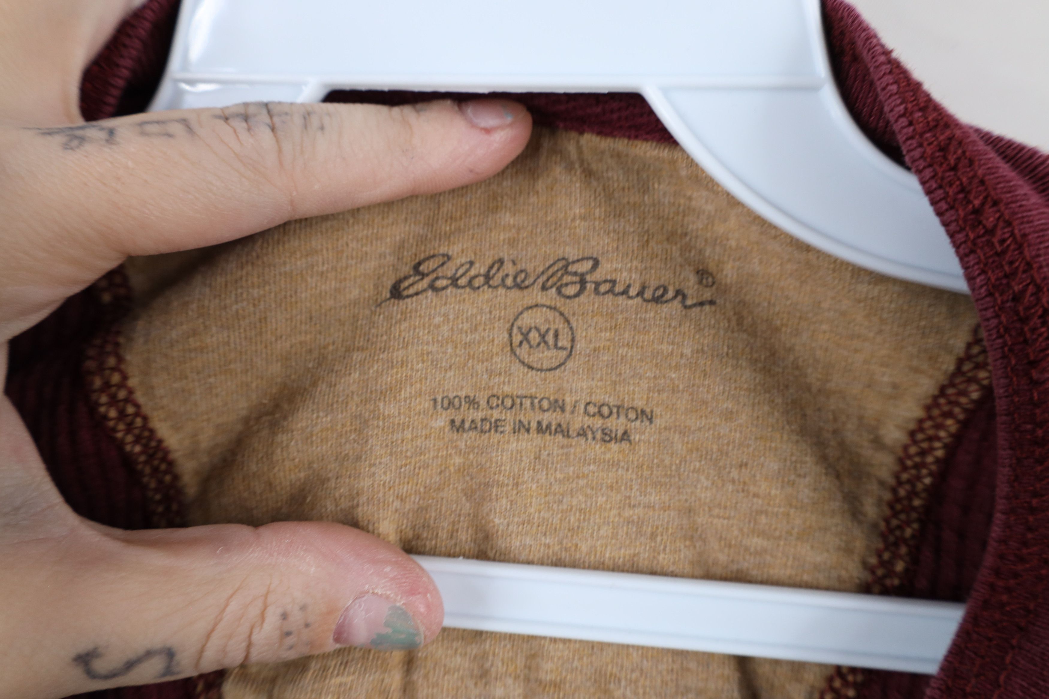 Eddie Bauer × Vintage Vintage 90s Eddie Bauer Knit Long Sleeve Henley T-Shirt Size US XXL / EU 58 / 5 - 7 Thumbnail