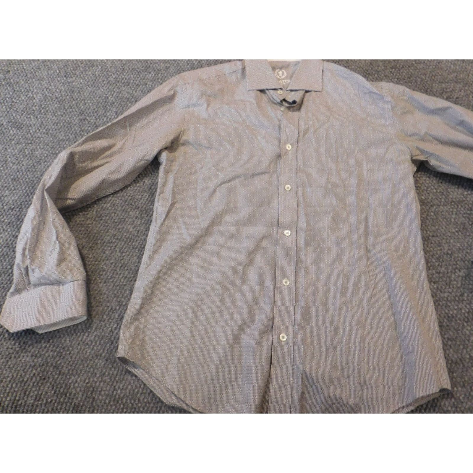 BUGATCHI Bugatchi Uomo Shirt Mens M Gray Button-Up Knit Cotton Casual Plaid Long Sleeve Collared Slimming Pockets Regular Vintage No Buttons Mens Size US M / EU 48-50 / 2 - 3 Thumbnail
