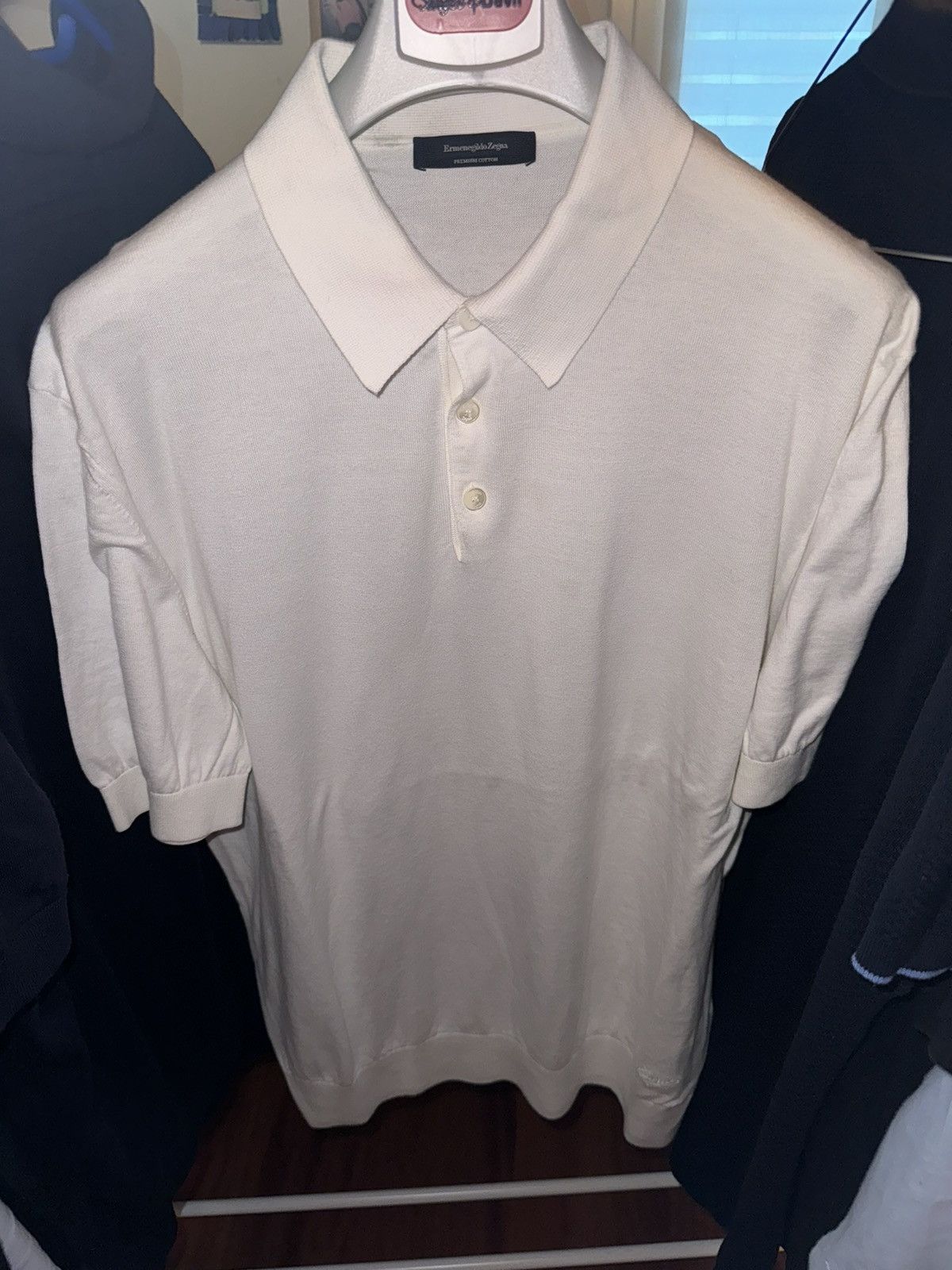 Ermenegildo Zegna White Premium Cotton Polo Shirt Size US L / EU 52-54 / 3 - 2 Thumbnail