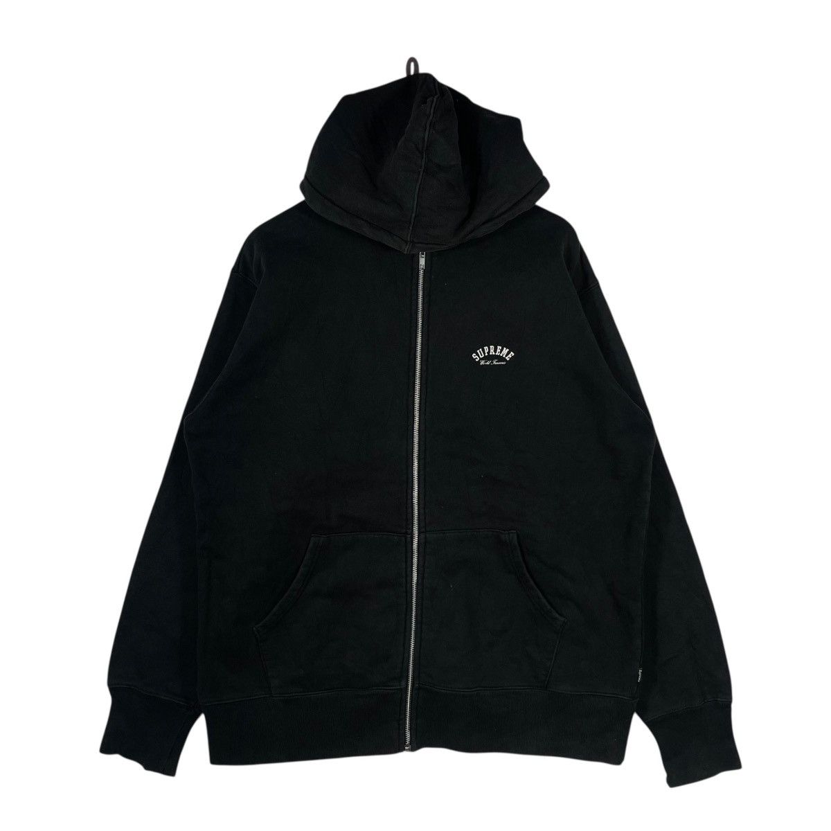 Supreme Supreme World Famous Small Script Logo Zip Hoodie Size US XL / EU 56 / 4 - 1 Thumbnail
