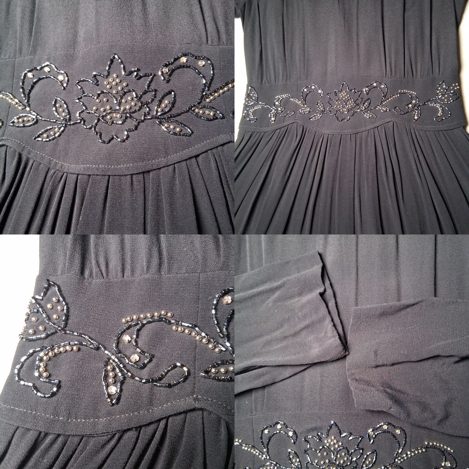 Vintage VINTAGE Karin Stevens Petites Dress 10 Petite Black Rayon Beaded Long Slv 90s Womens Size L / US 10 / IT 46 - 10 Thumbnail