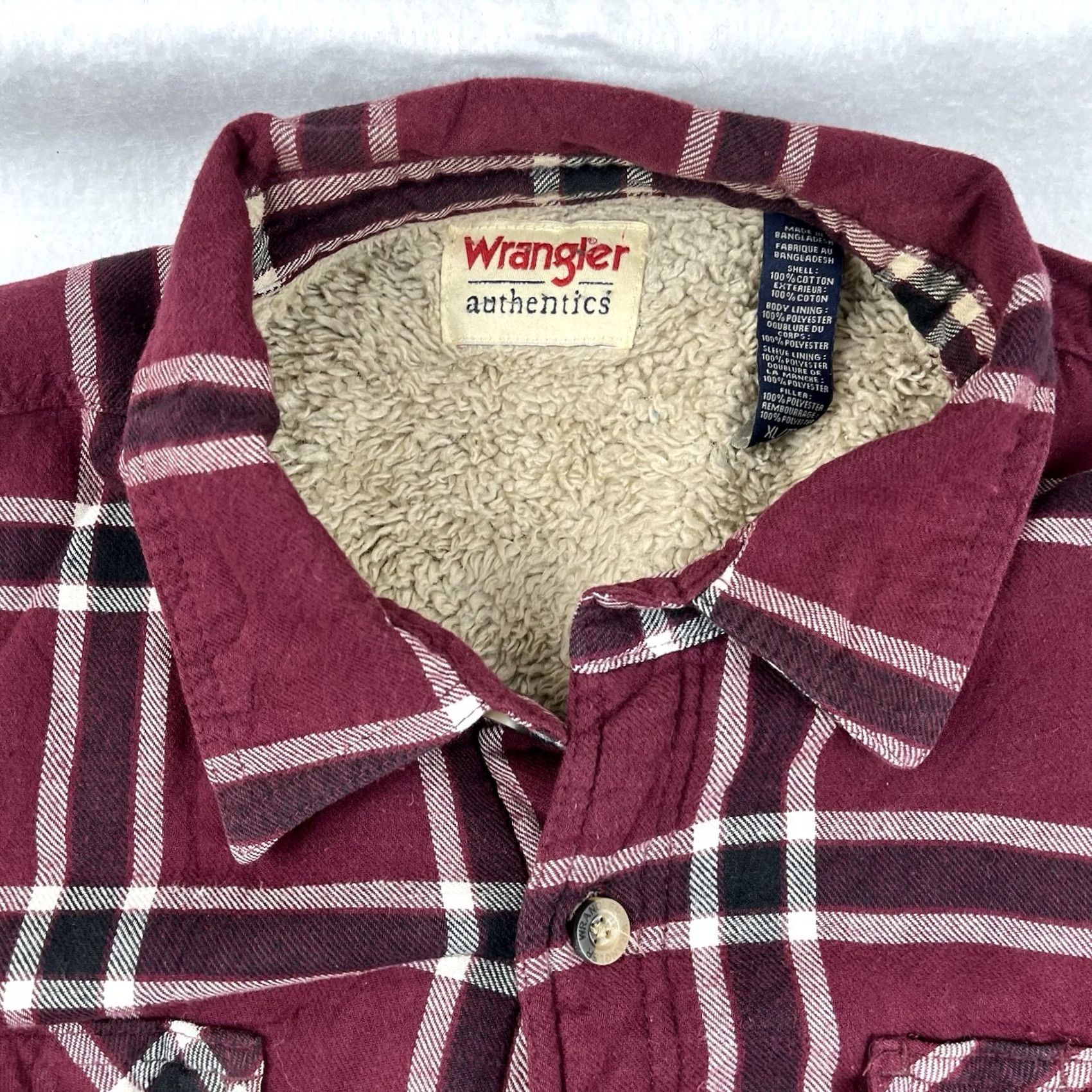 Wrangler VINTAGE Wrangler Authentics Men’s Red Plaid Sherpa Lined Button Up Shirt Jacket XL Size US XL / EU 56 / 4 - 2 Thumbnail