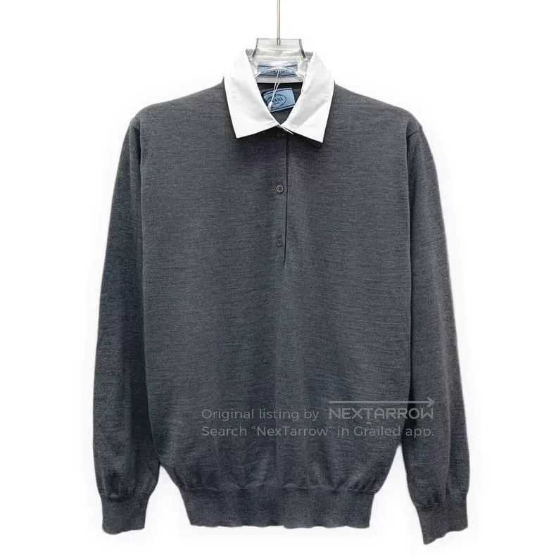 Prada Prada 23 gray wool lapel single-breasted long-sleeved knit Size XS / US 0-2 / IT 36-38 - 1 Thumbnail