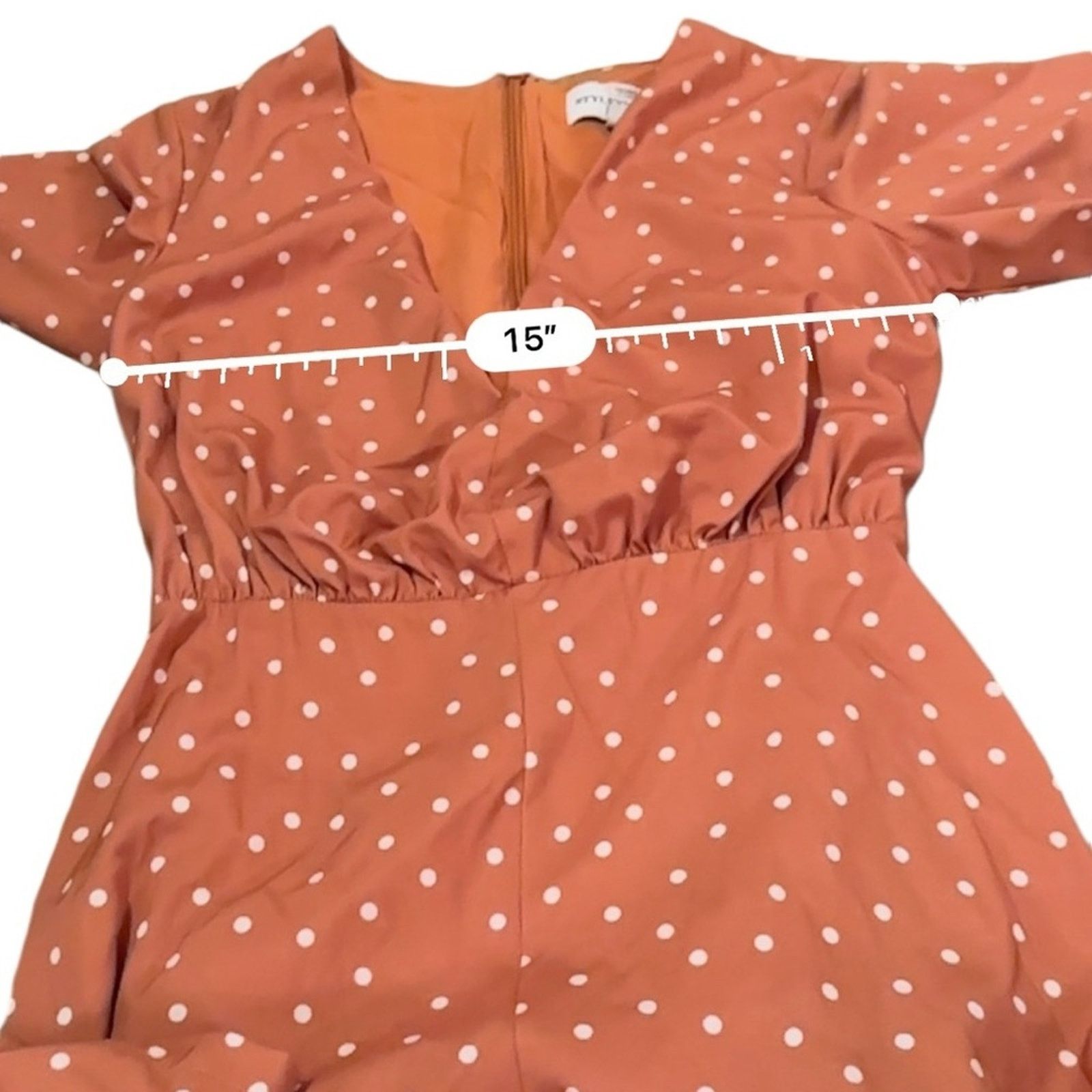REVOLVE Stylestalker Laurel Orange White Polka Dot Cropped Jumpsuit Size 30" / US 8 / IT 44 - 14 Thumbnail