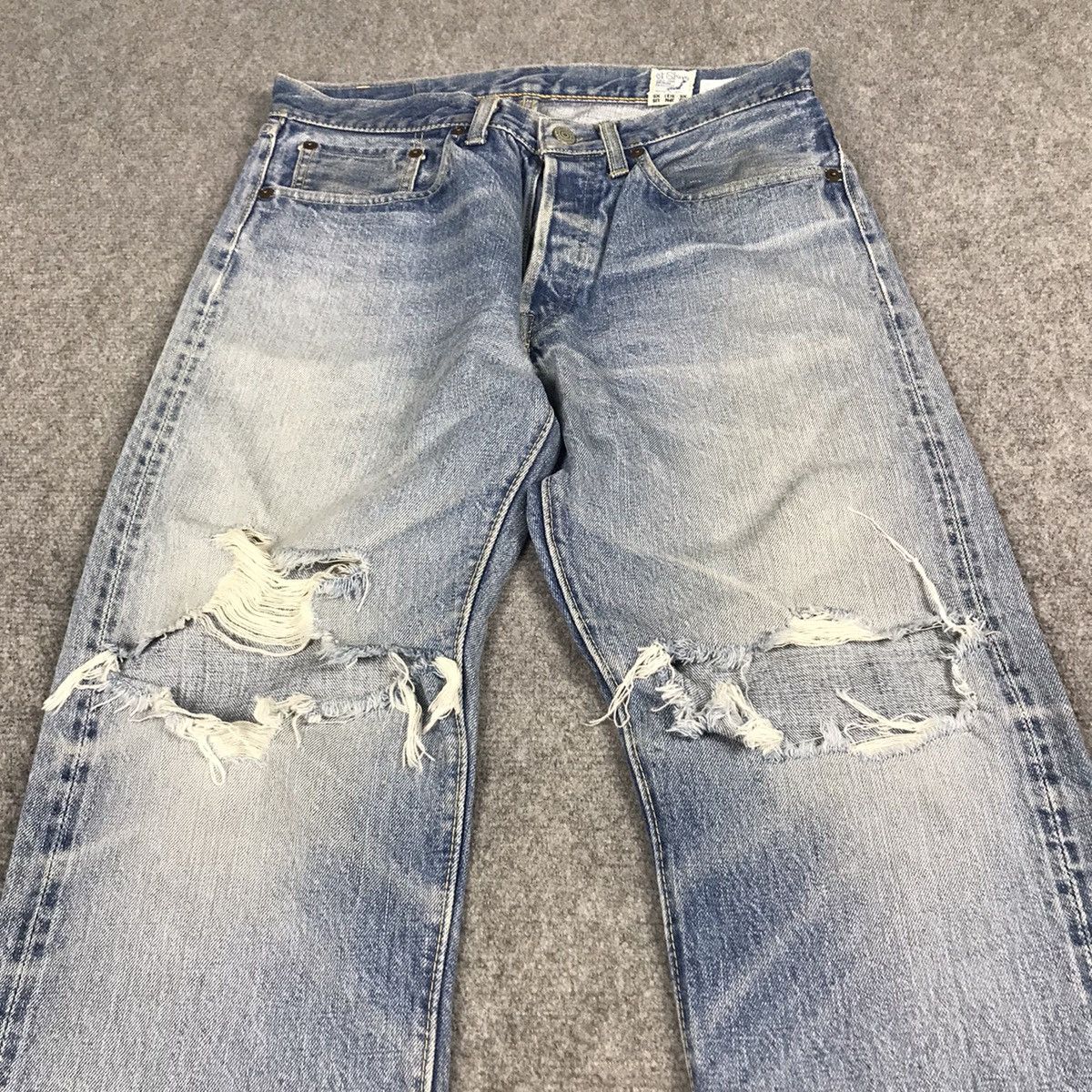 Orslow ORSLOW 2005 DISTRESSED SELVAGE DENIM LIGHT DENIM PANTS Size US 30 / EU 46 - 2 Thumbnail