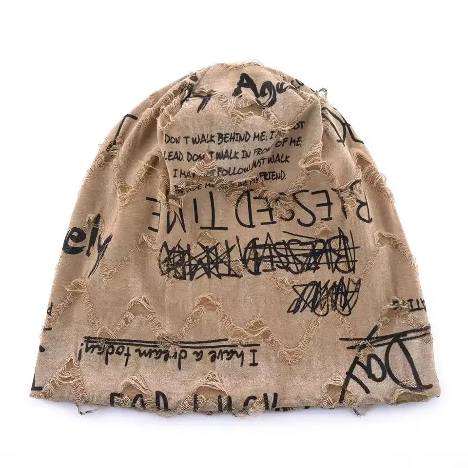 Japanese Brand Streetwear Distressed Beanie - Vintage-Inspired Graphic Hat Size ONE SIZE - 4 Thumbnail