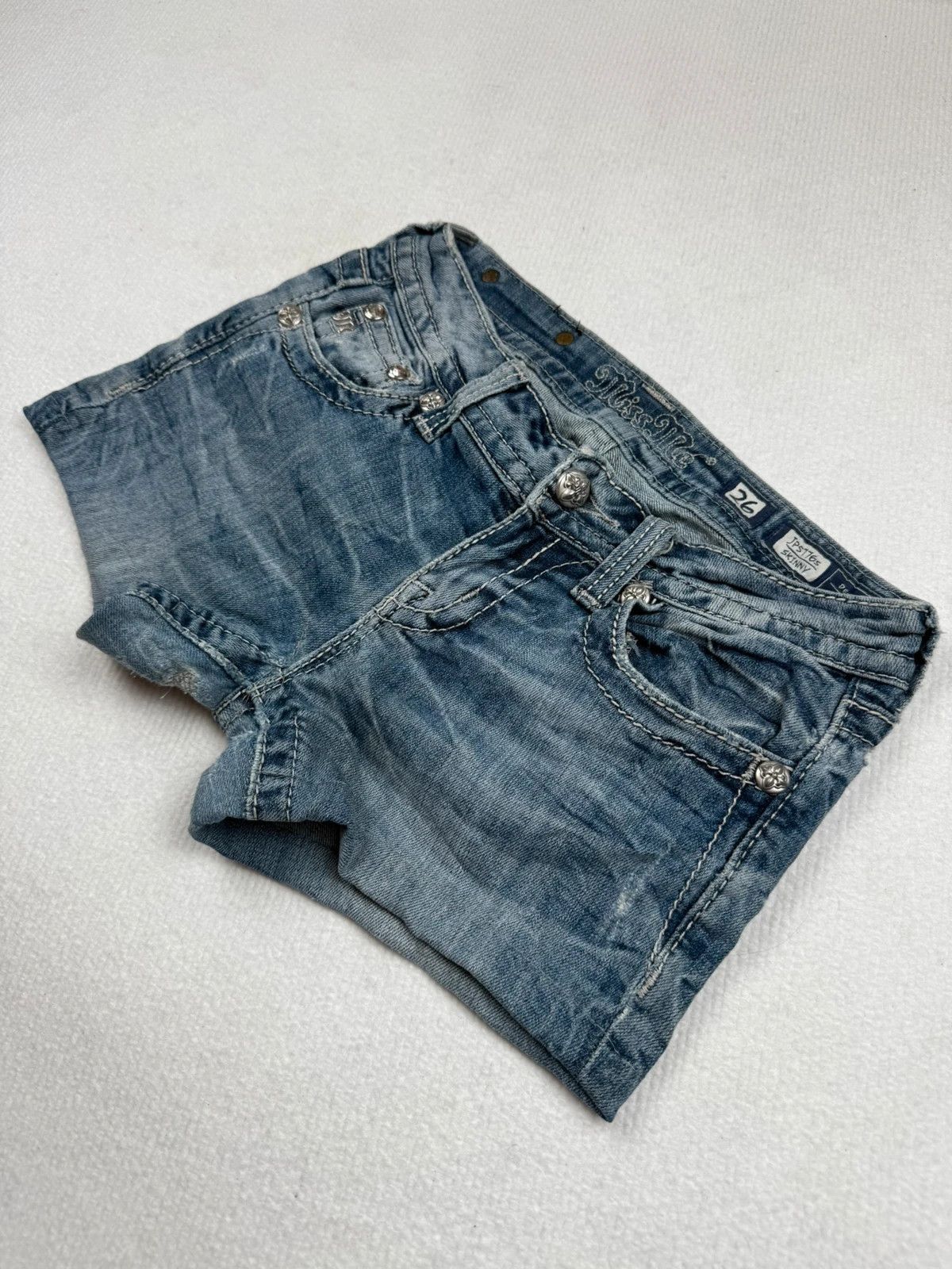 Miss Me Miss Me Low Waist Hot Pants Micro Shorts 2000s Y2k Size 26" / US 2 / IT 38 - 2 Thumbnail
