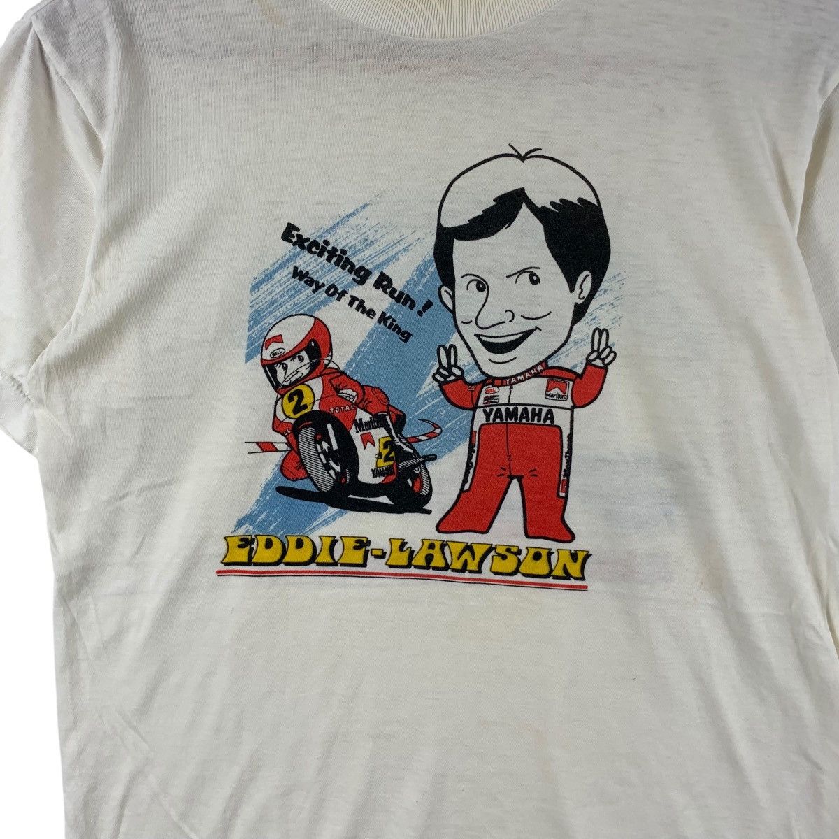 Vintage Vintage 80’ YAMAHA EDDIE LAWSON MotoGP Rider Tee Shirt Top Size US S / EU 44-46 / 1 - 4 Thumbnail