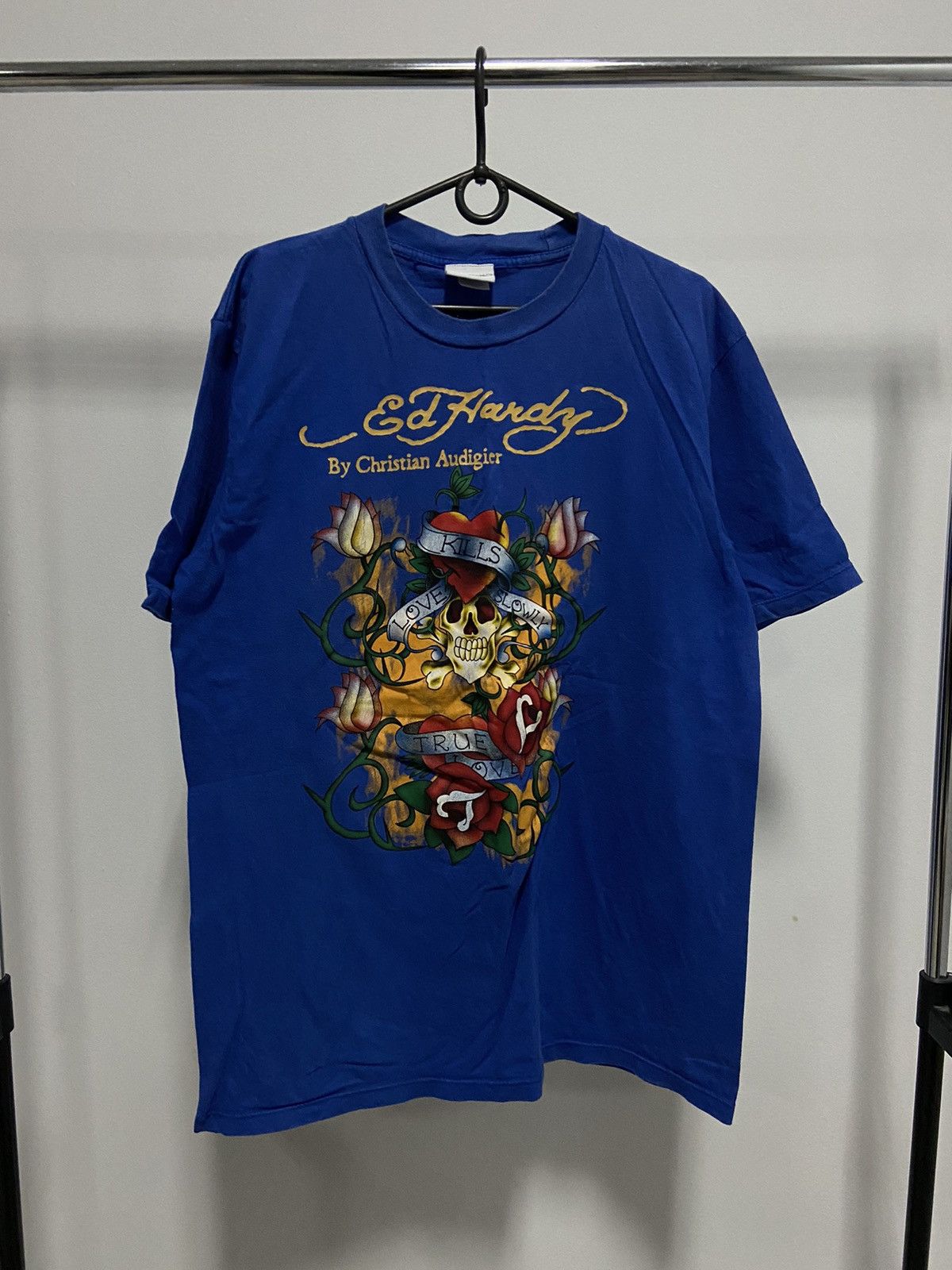 Ed Hardy × Vintage Ed Hardy T Shirt Vintage Big Logo Tattoo skull 💀 Size US XL / EU 56 / 4 - 1 Thumbnail