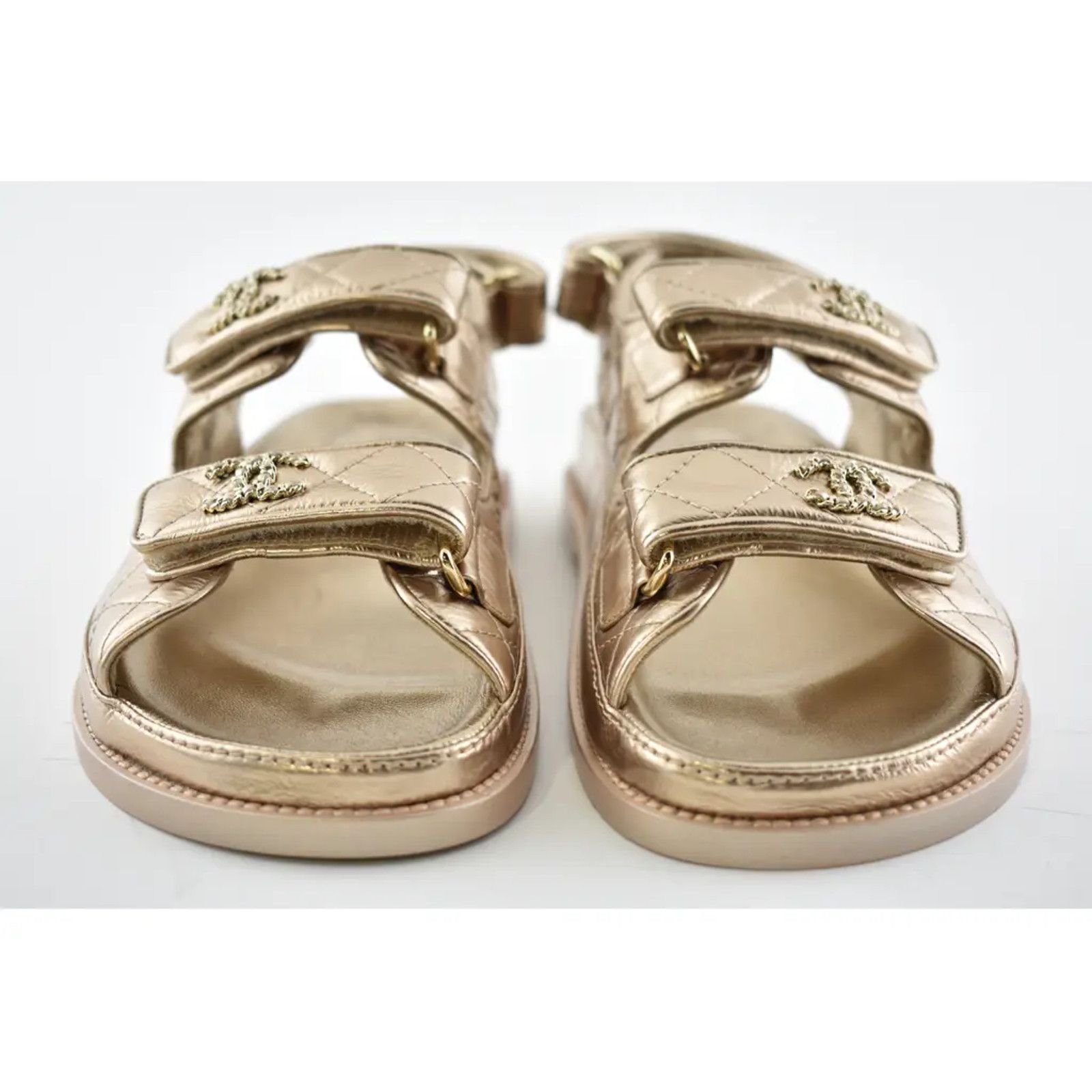 Chanel Chanel 21C Bronze Quilted Chain CC Logo Mule Slide Strap Size US 7 / IT 37 - 5 Thumbnail