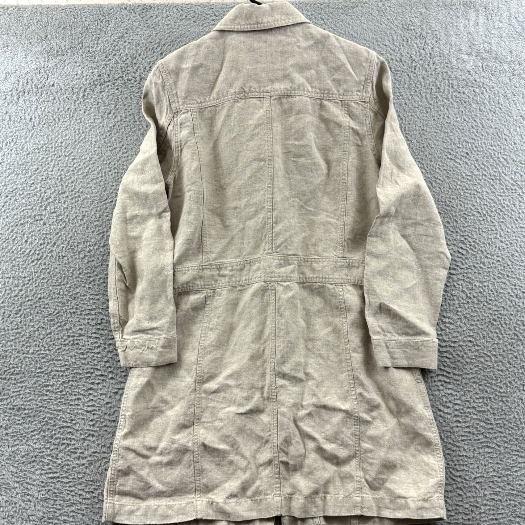 Eddie Bauer Eddie Bauer Jacket Womens Large Beige Linen Button Up Lightweight Boho Lagenlook Ladies Long Sleeve Long Coat Size L / US 10 / IT 46 - 7 Thumbnail