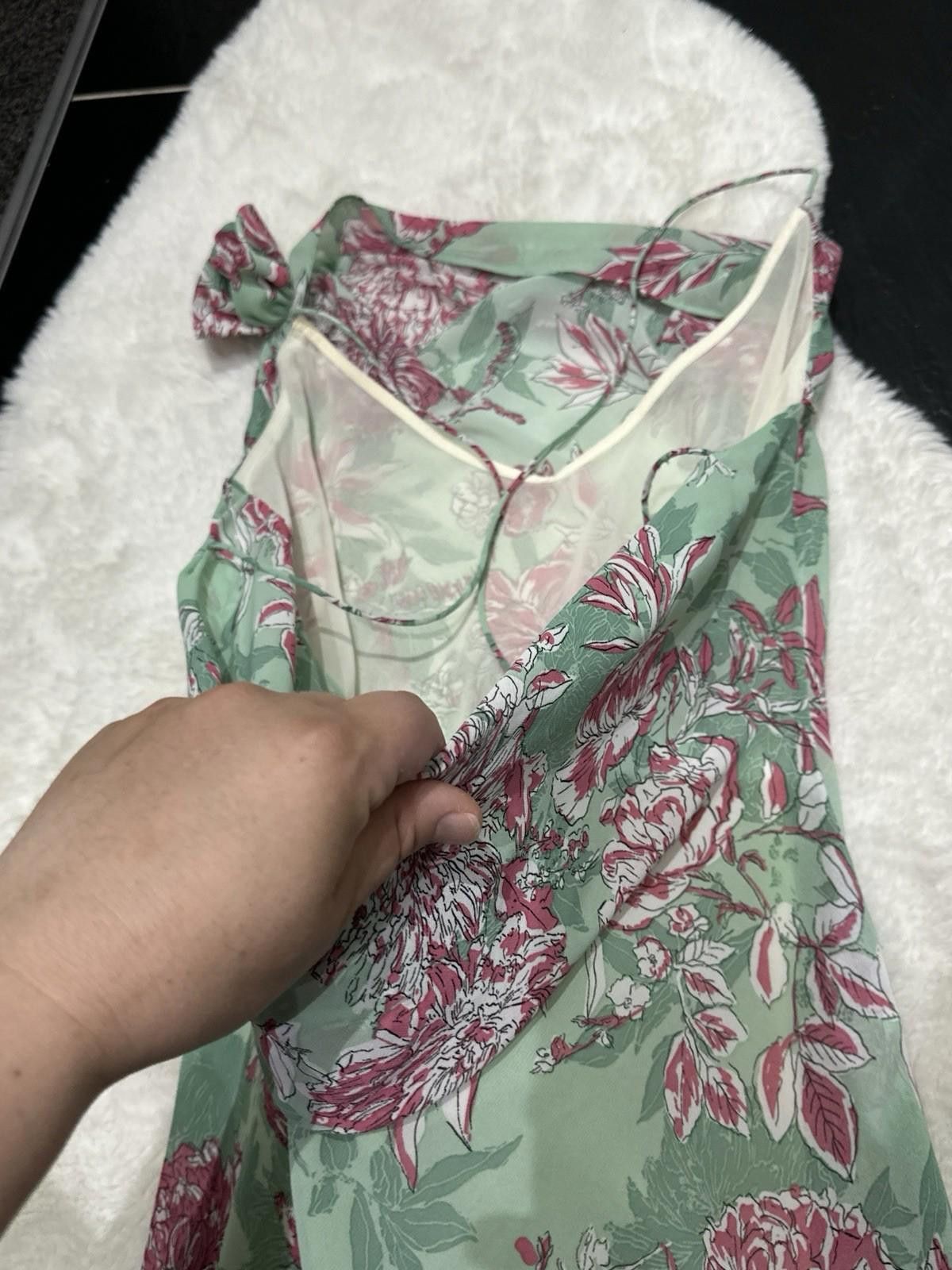 Zara ZARA Green Floral Maxi dress Size L / US 10 / IT 46 - 4 Thumbnail