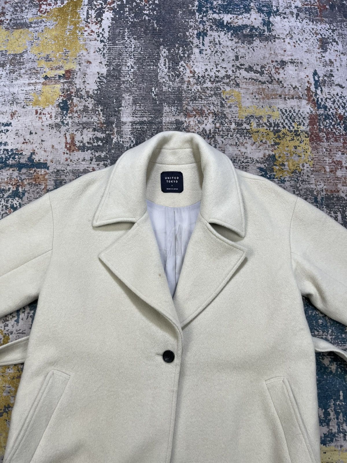 Japanese Brand United Tokyo Button Up Skirt Slit Belted Wool Coat Size XS / US 0-2 / IT 36-38 - 7 Thumbnail