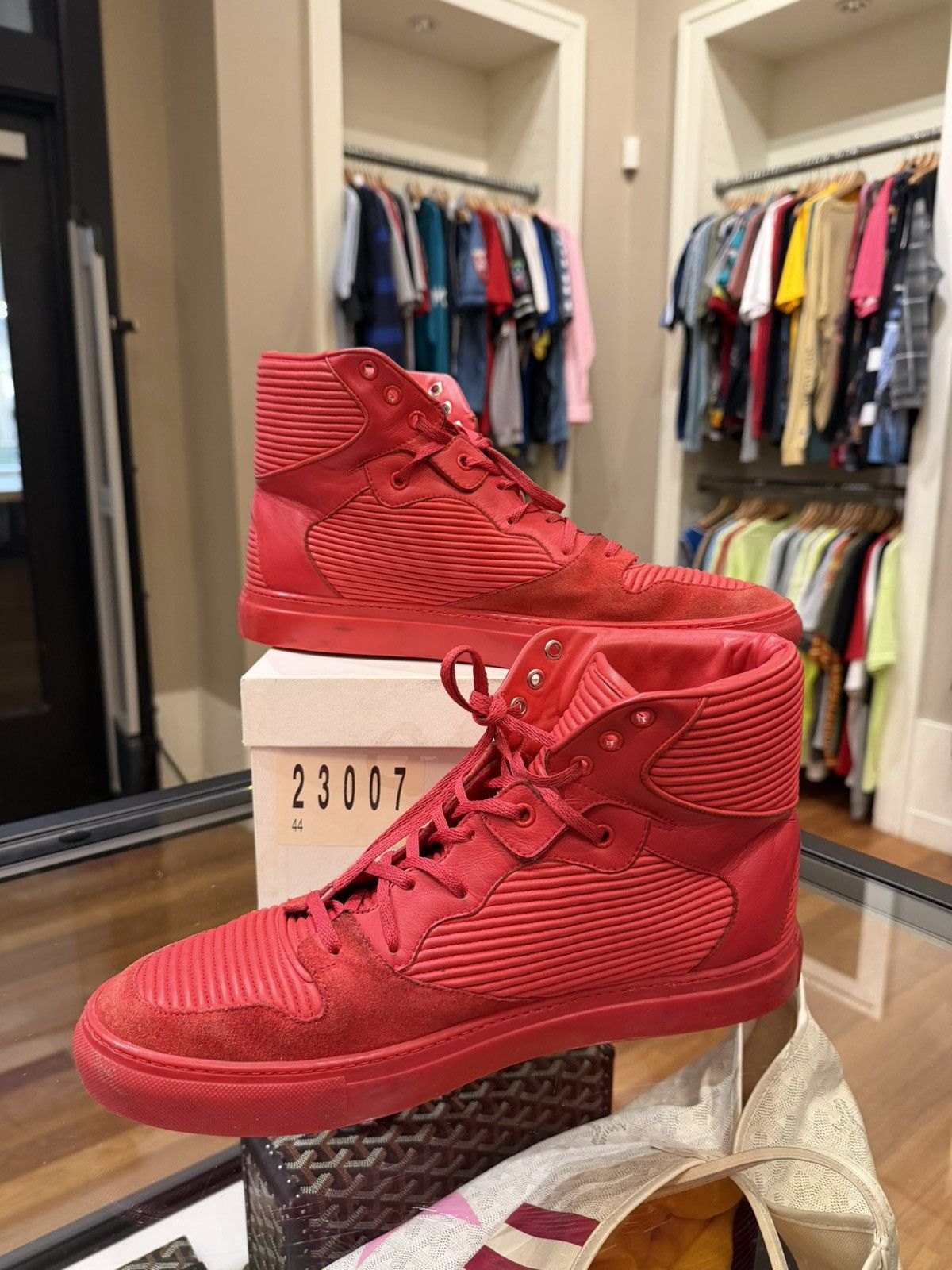 Balenciaga Balenciaga Cotes Pleated Leather High - Red Size US 11 / EU 44 - 3 Thumbnail