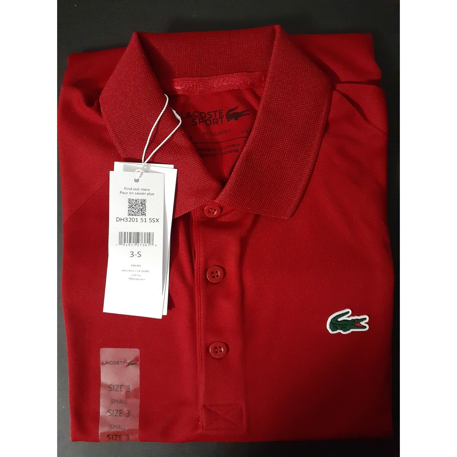 Lacoste Lacoste Mens Ultra Dry Raglan Sleeve Polo Sport Short Red S Size US S / EU 44-46 / 1 - 2 Thumbnail