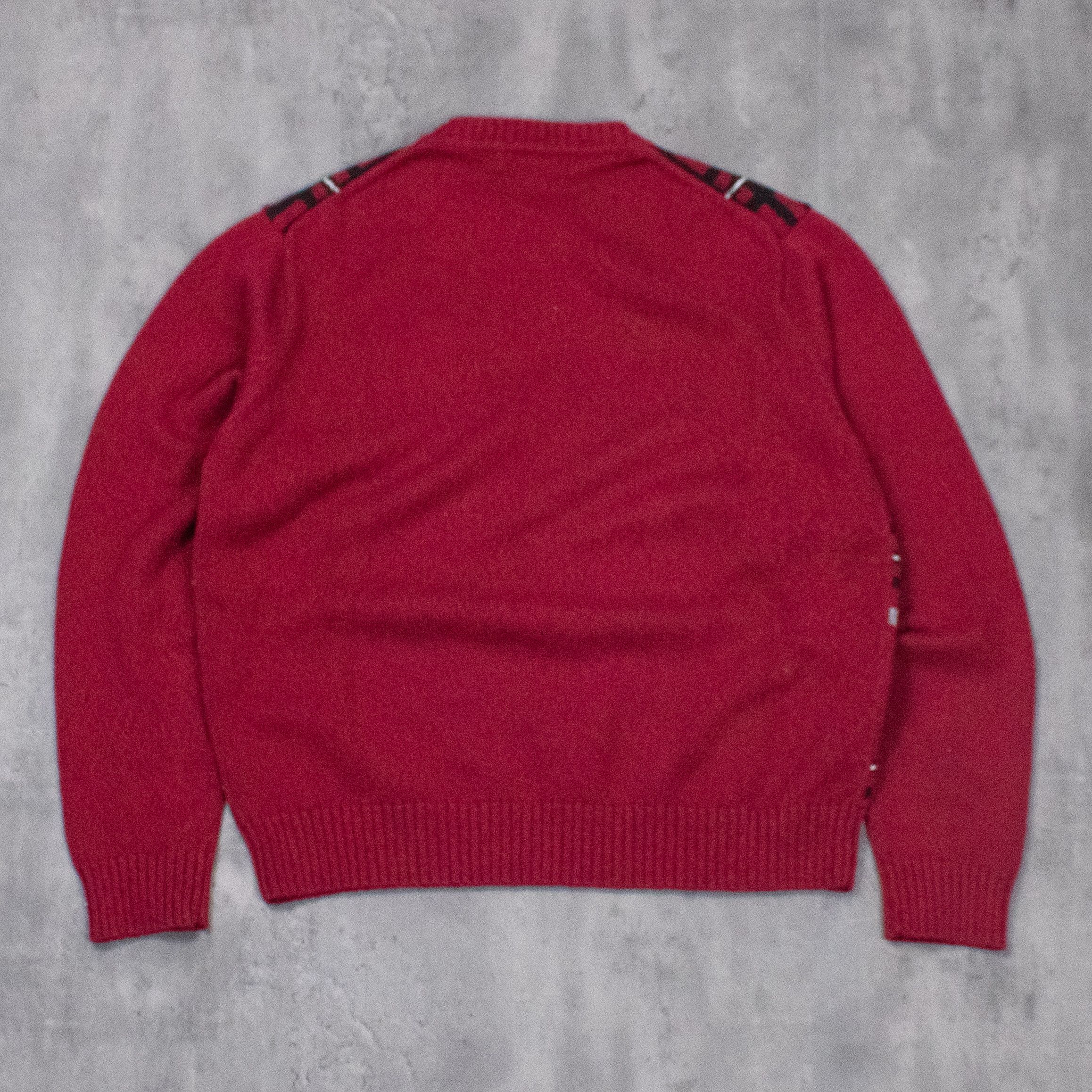 Vintage Vintage 1990's Geoffrey Beene 3D Plaid Red' Knitted Crewneck Size US L / EU 52-54 / 3 - 7 Thumbnail