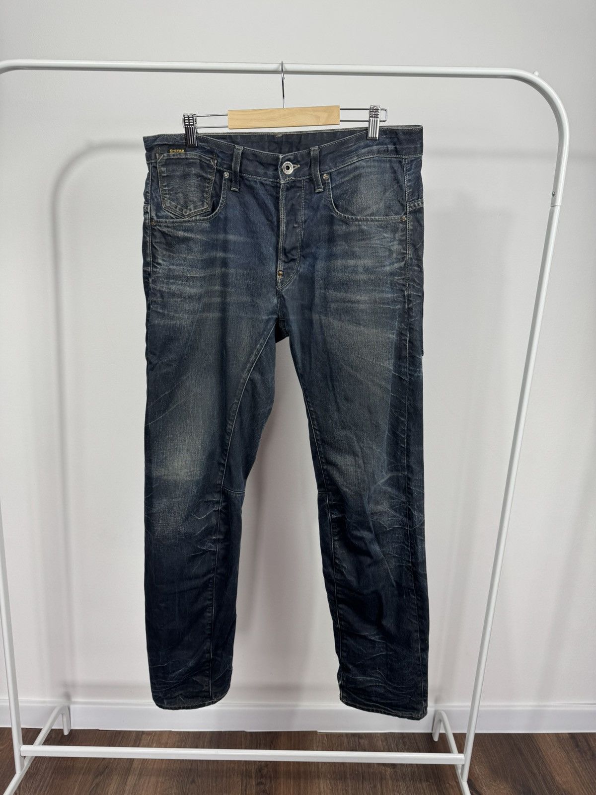 G-Star G-Star RAW 3301 Dark Wash Distressed Denim Jeans Regular Fit Size US 36 / EU 52 - 1 Thumbnail