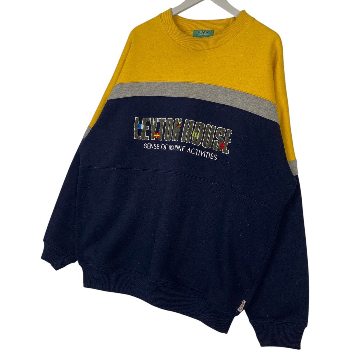 Vintage Vintage Leyton House Big Embroidered Crewneck Yellow/Blue Size US XL / EU 56 / 4 - 2 Thumbnail