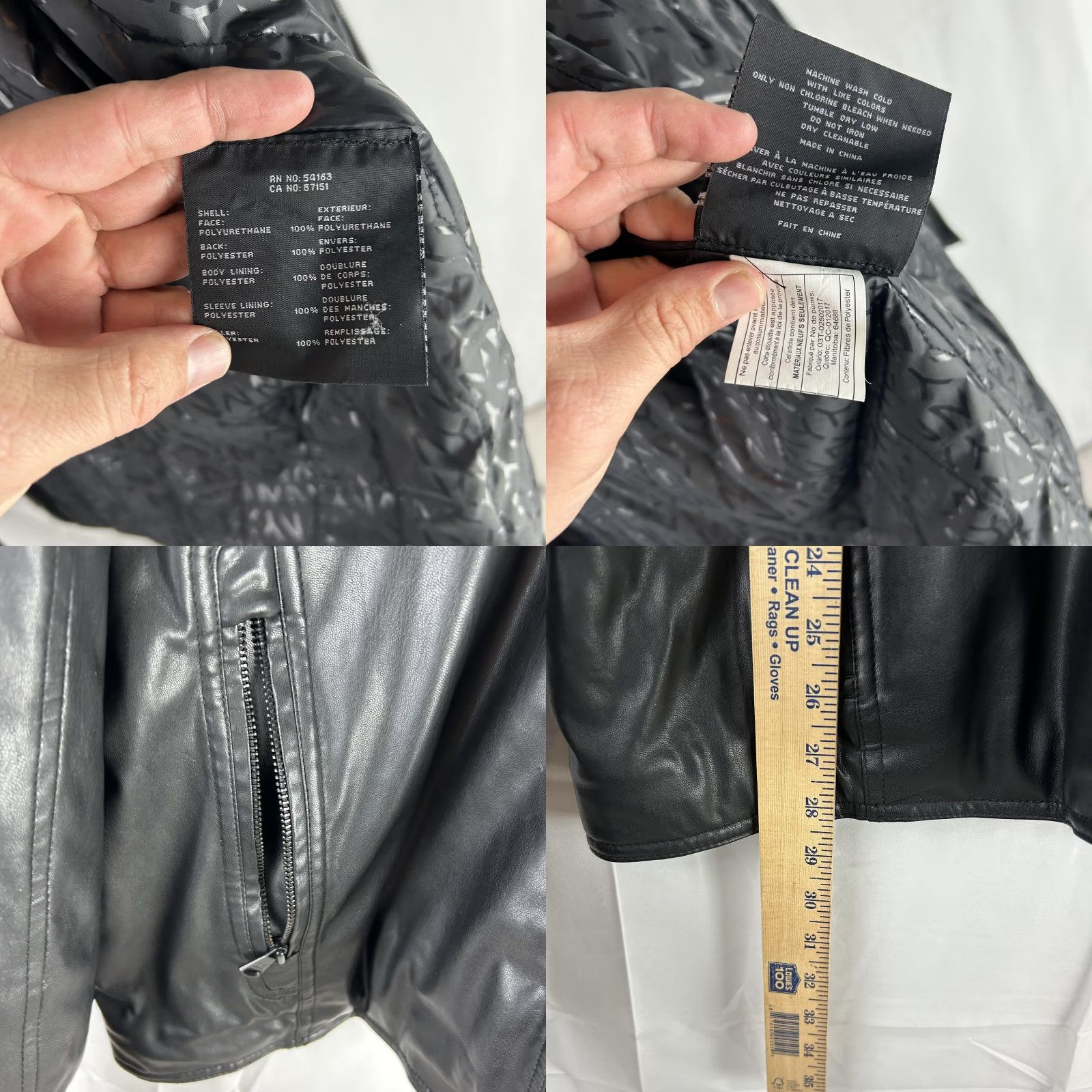 Vintage Marc New York Jacket Mens XL Black Faux Leather Motorcycle Quilted Zip Pockets Size US XL / EU 56 / 4 - 8 Thumbnail
