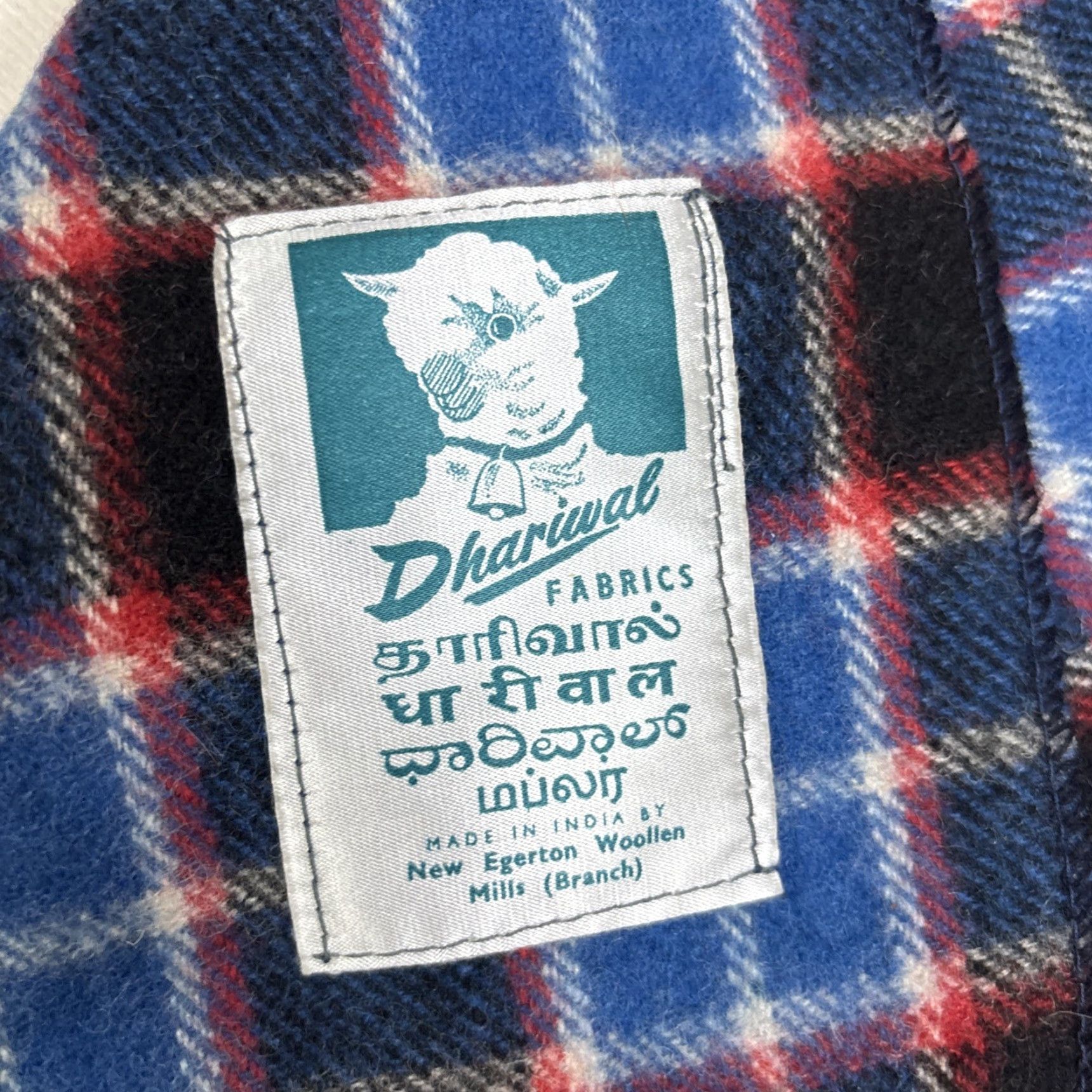 Vintage VINTAGE Dhariuwal Wool Scarf Plaid Wool India Green Blue Scarf 1980s Womens/Unisex? Size ONE SIZE - 2 Thumbnail
