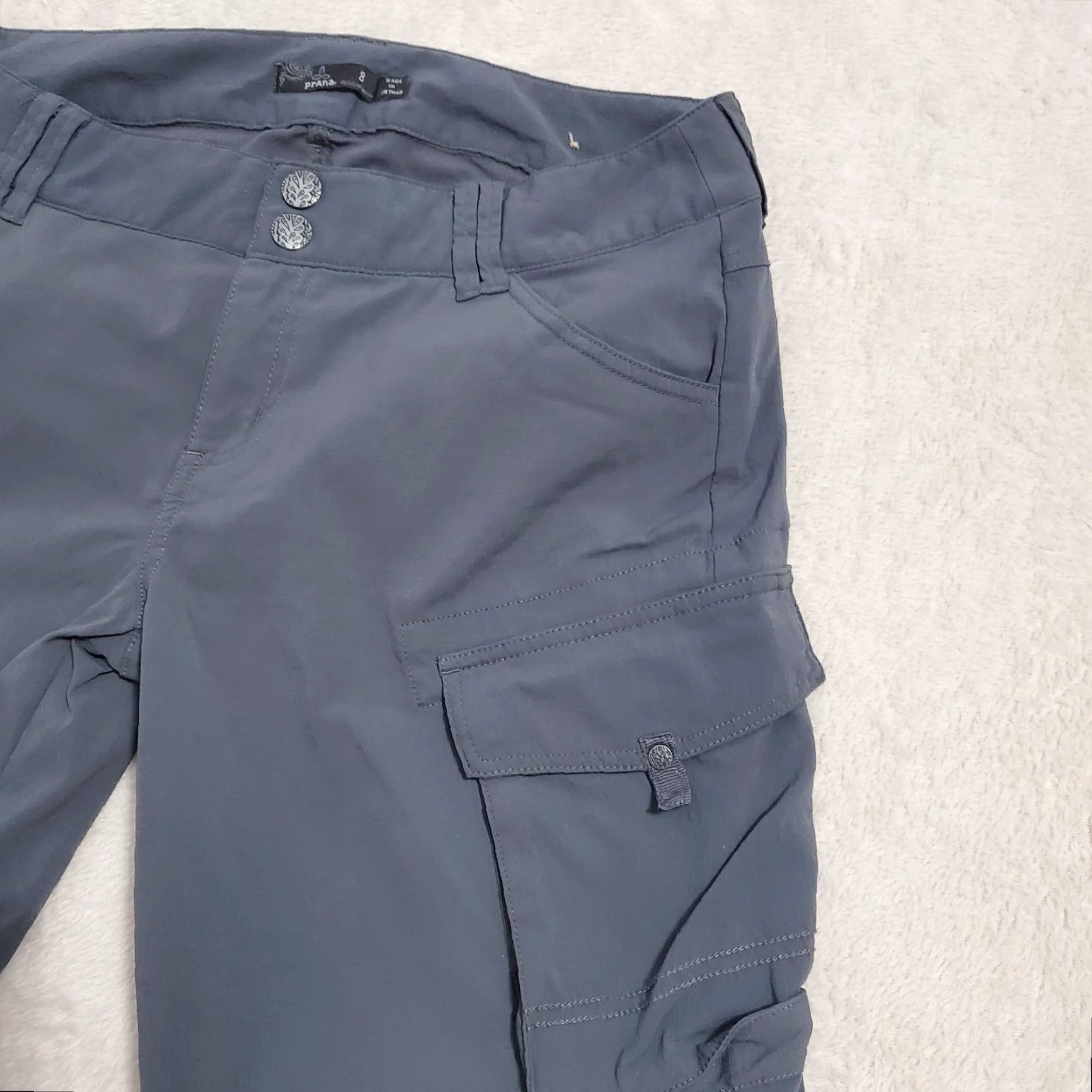 Prana prAna Pants Women 8 Gray Cargo Convertible Nylon Travel Outdoor Hiking Gorpcore Size 30" / US 8 / IT 44 - 6 Thumbnail