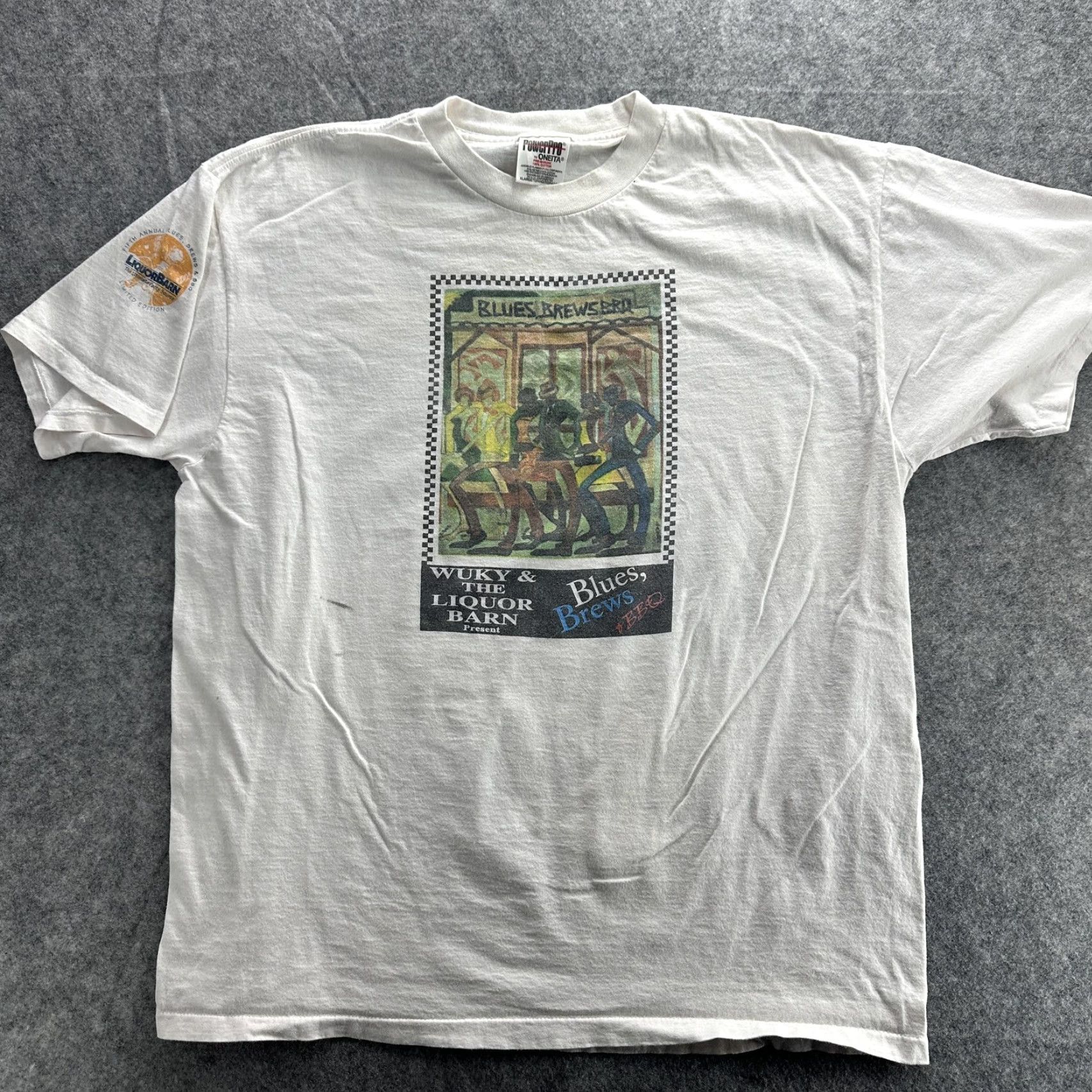 Vintage VINTAGE Oneita Blues Brews BBQ T-Shirt Mens XL White Music Festival 90s Tee Size US XL / EU 56 / 4 - 2 Thumbnail