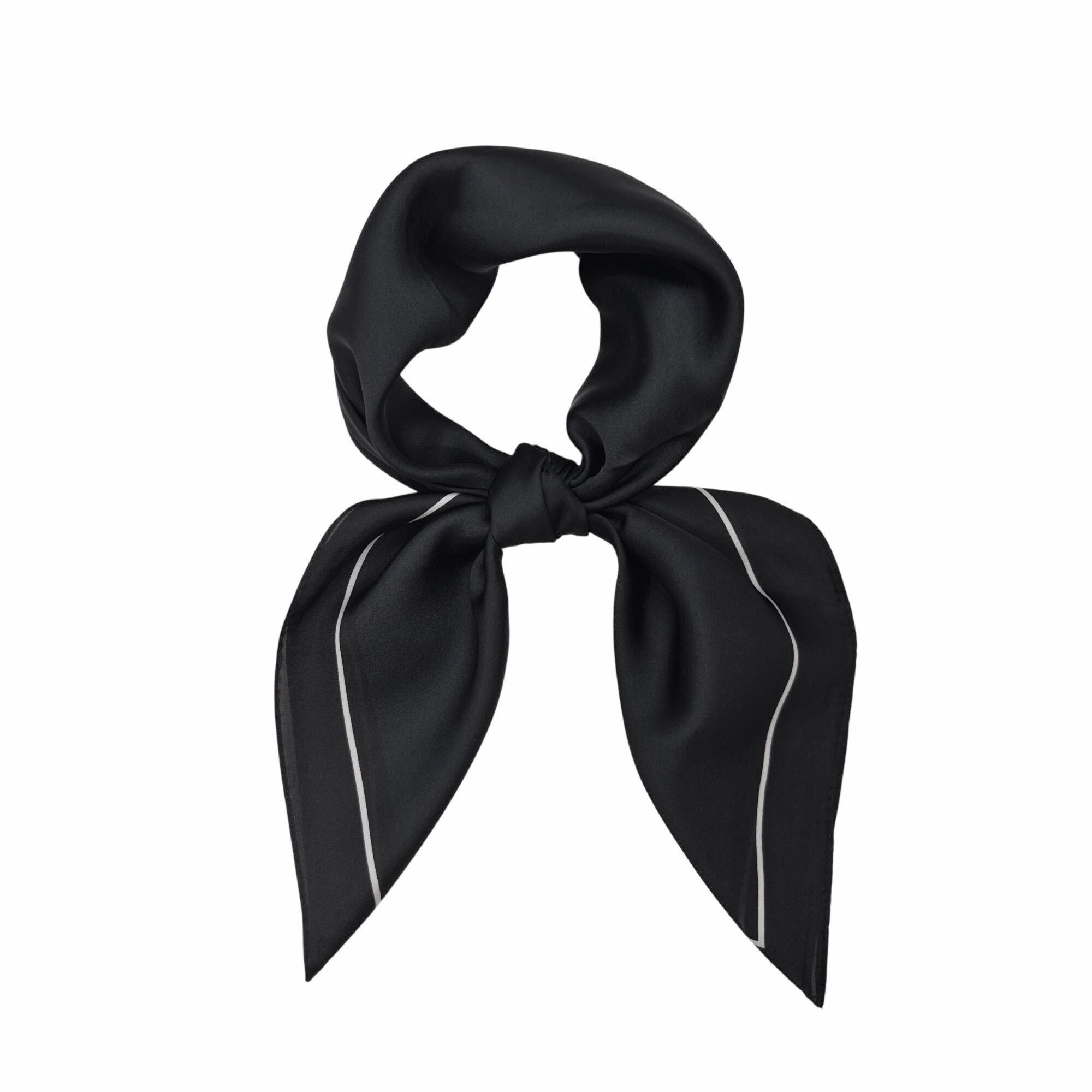 Other Luxury Elegant Minimalist Soft Silky Square Scarf Black With Size ONE SIZE - 2 Thumbnail