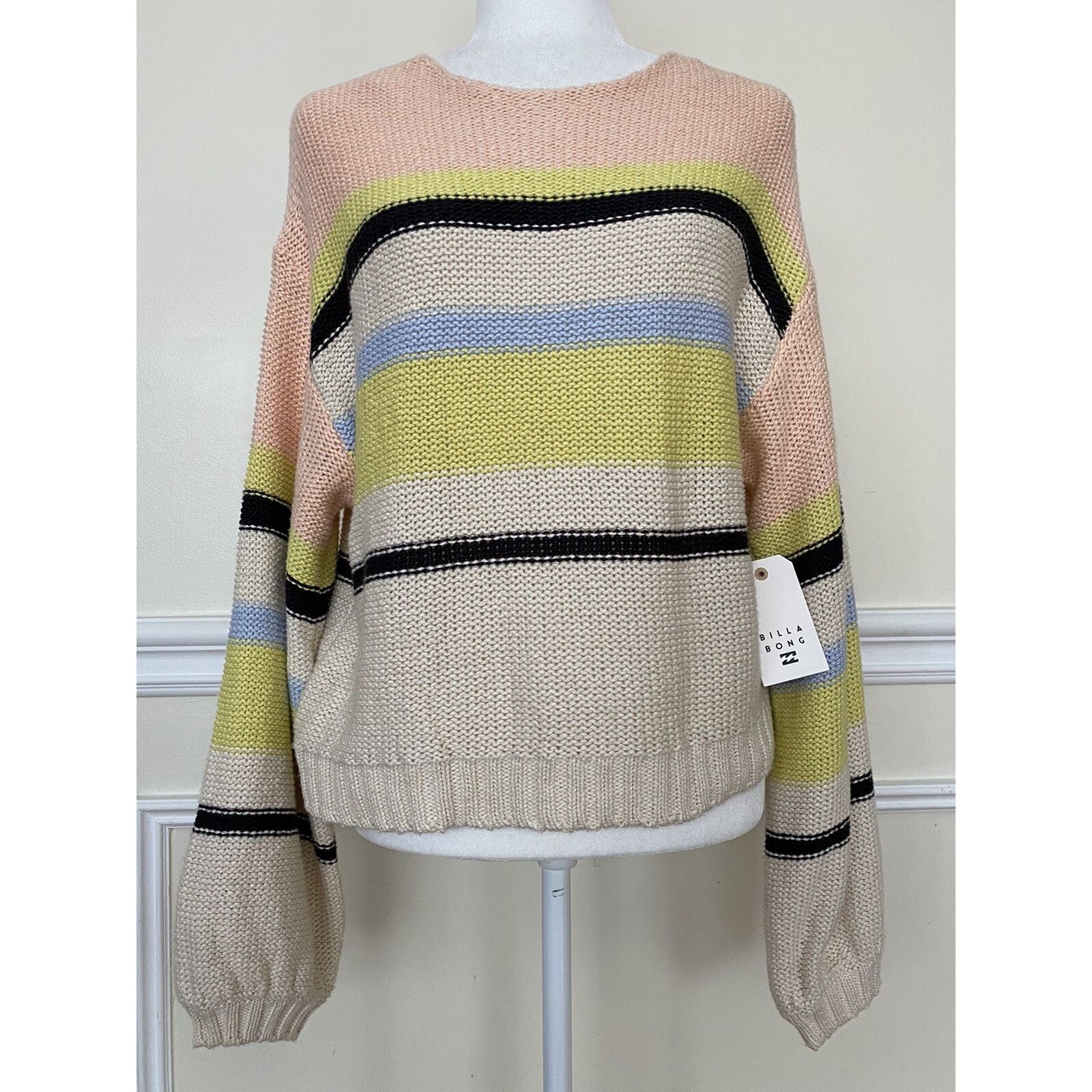 Billabong Billa Bong Seeing Stripes Sweater pink/yellow A003021 Size M / US 6-8 / IT 42-44 - 7 Thumbnail