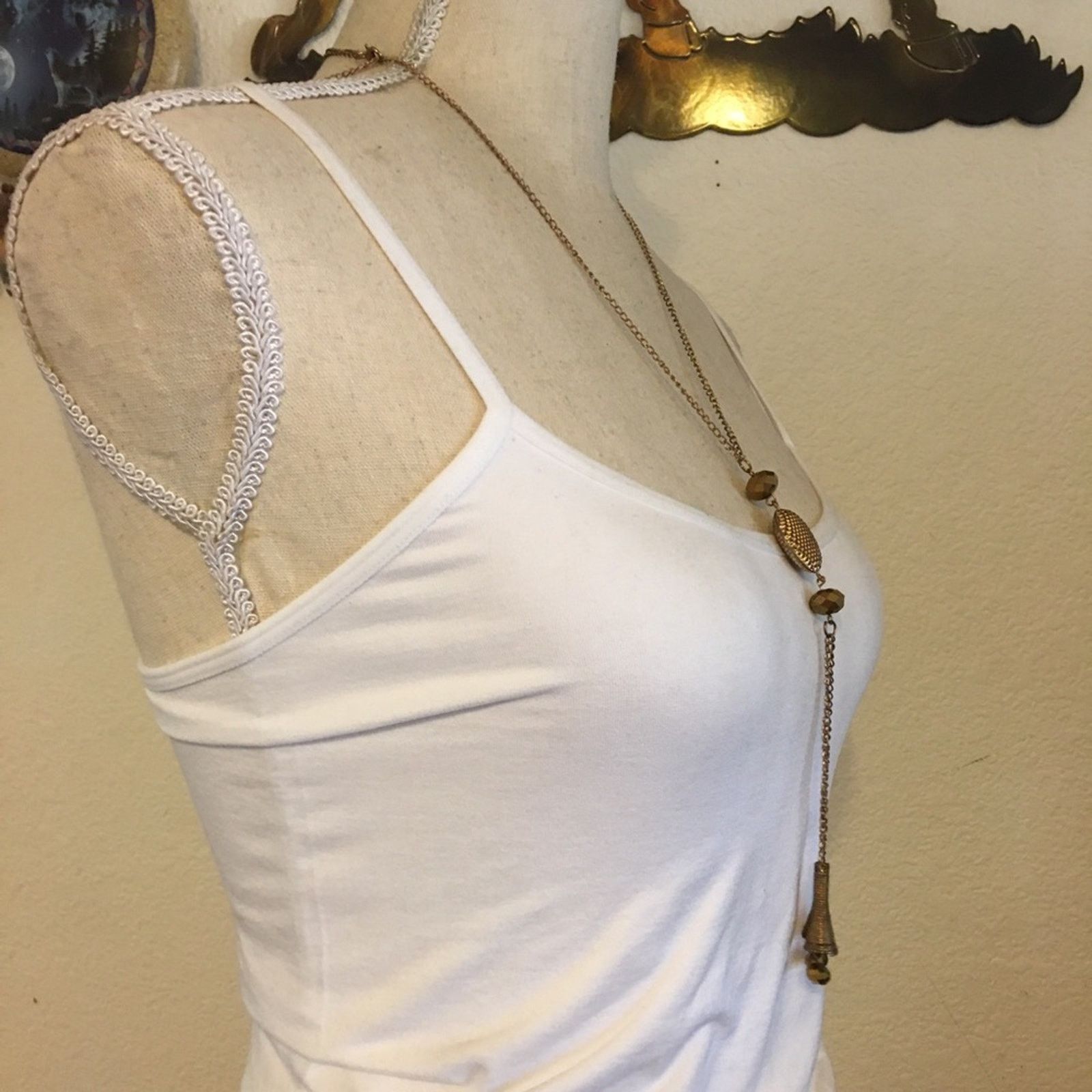 Vintage Vintage gold tone dangle horn bead necklace Size ONE SIZE - 2 Thumbnail