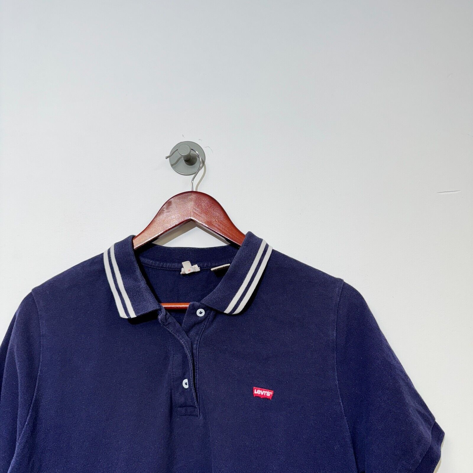 Levi's × Vintage Vintage Levis Unisex Navy Blue Cotton Polo Shirt Size L 90s Size US L / EU 52-54 / 3 - 5 Thumbnail