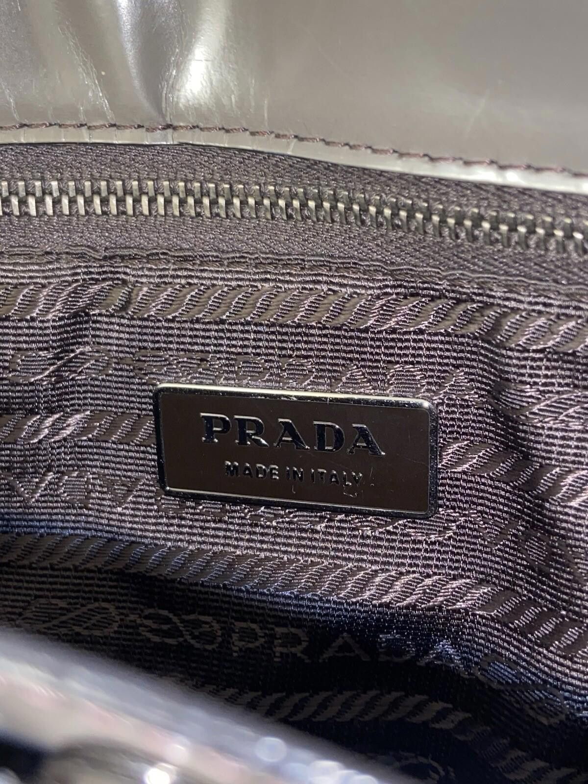 Prada Prada Spazzolato matte gray patent leather hand tote bag Size ONE SIZE - 11 Thumbnail