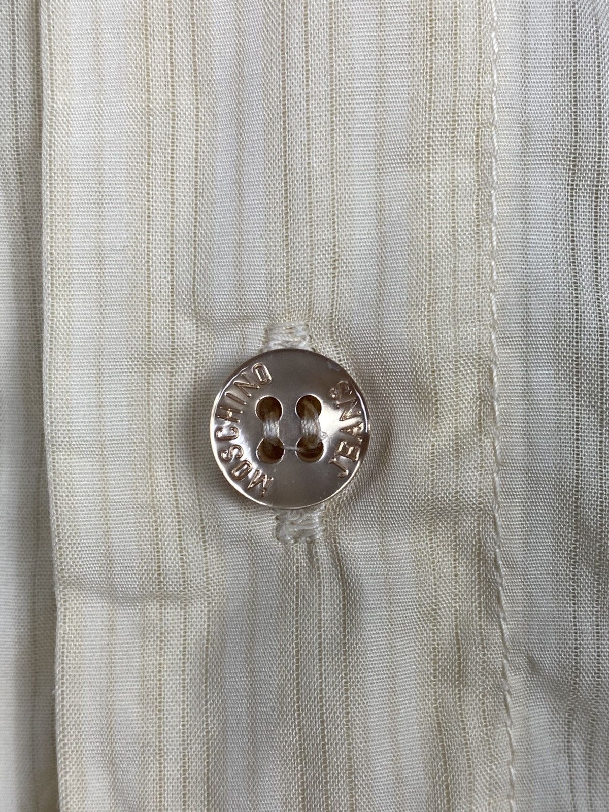 Moschino Moschino Jeans Striped Button Up Shirt Embroidered Logo Size US L / EU 52-54 / 3 - 7 Thumbnail