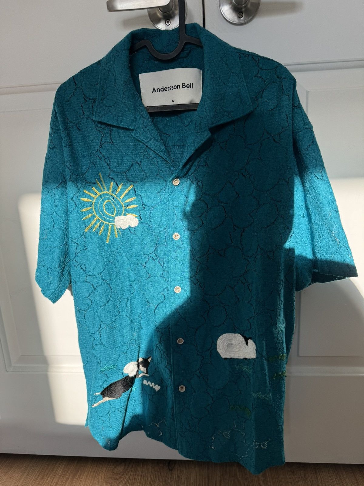 image of Andersson Bell Anderson Bell Blue Summer Garden Shirt Xlarge, Men's