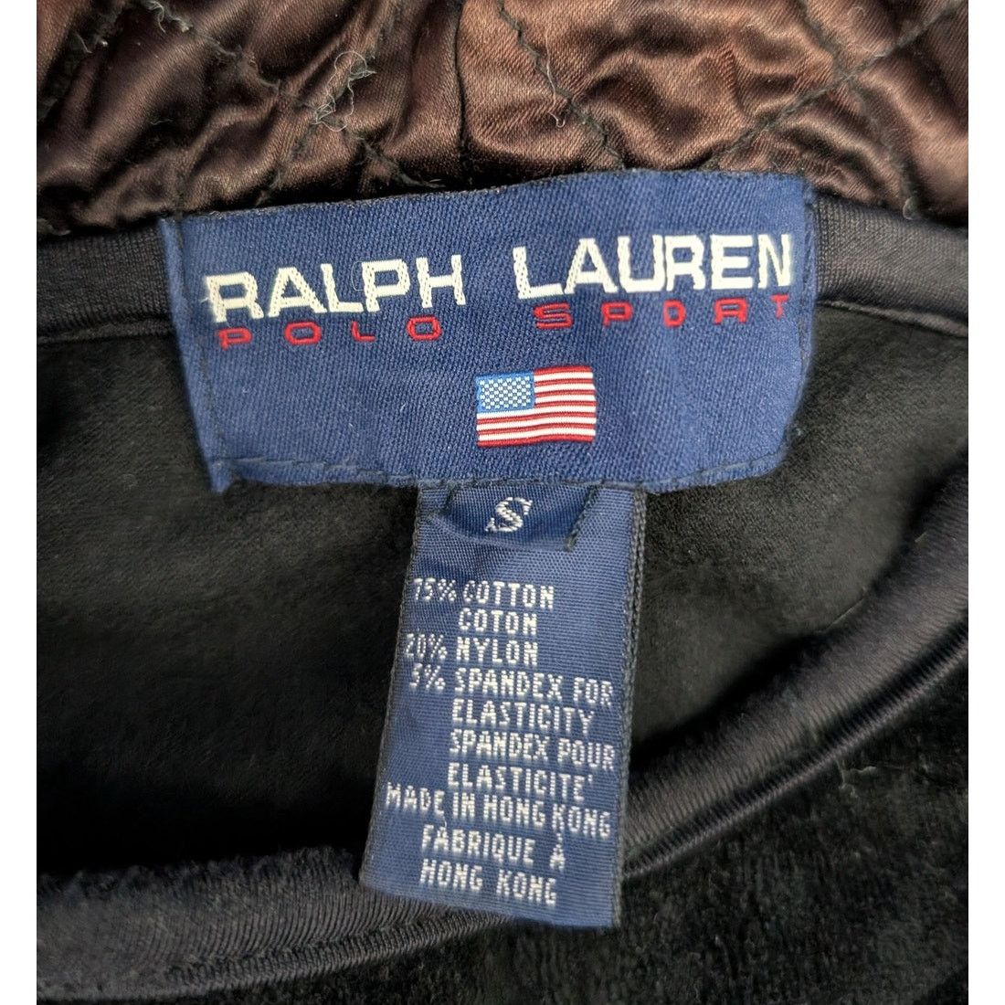 Ralph Lauren × Vintage Vintage Ralph Lauren Polo Sport Black Velour USA hoodie Size US L / EU 52-54 / 3 - 4 Thumbnail