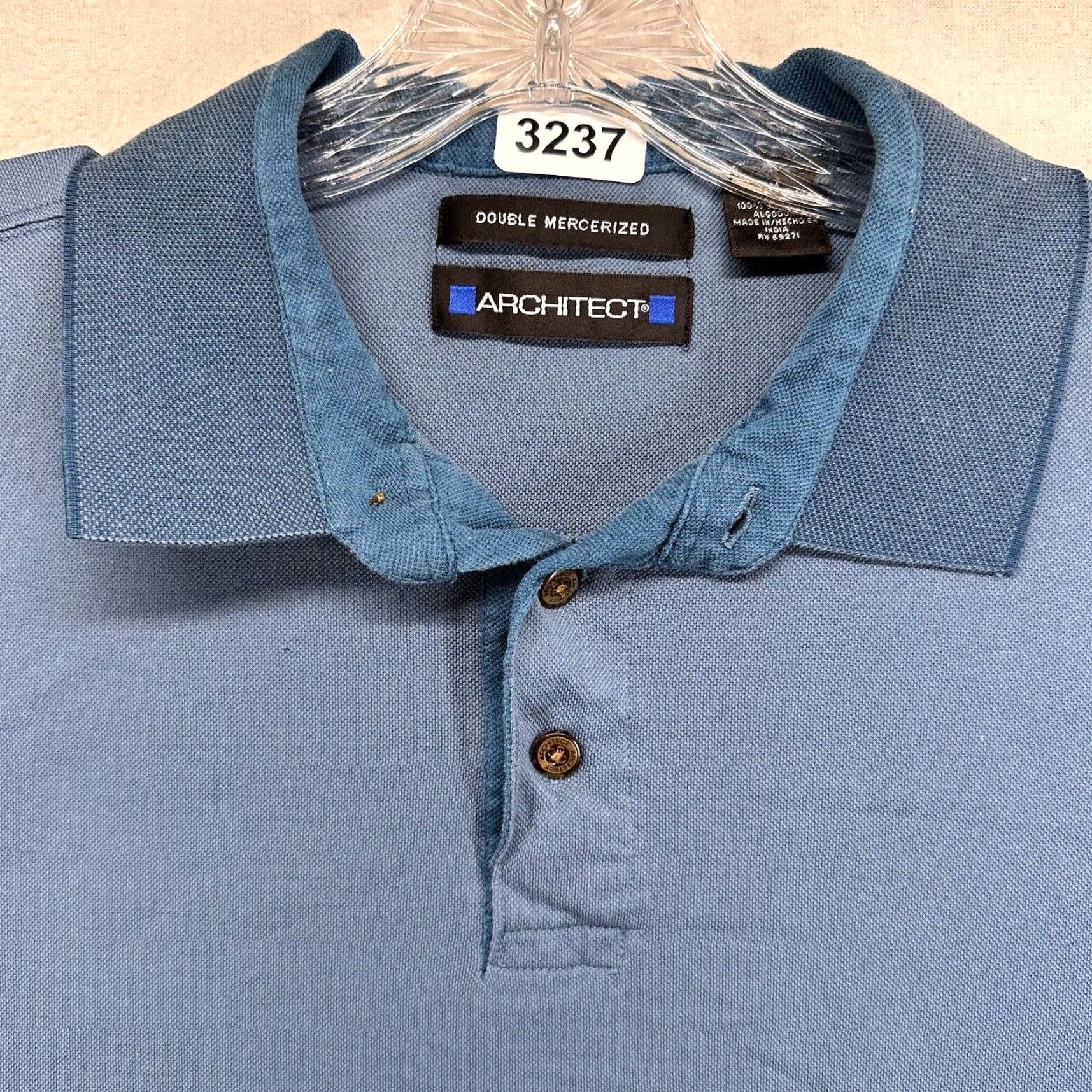 Architect VINTAGE Architect Men's Polo Shirt Short Sleeve Cotton 90s Sports Casual Medium Blue Size US M / EU 48-50 / 2 - 2 Thumbnail