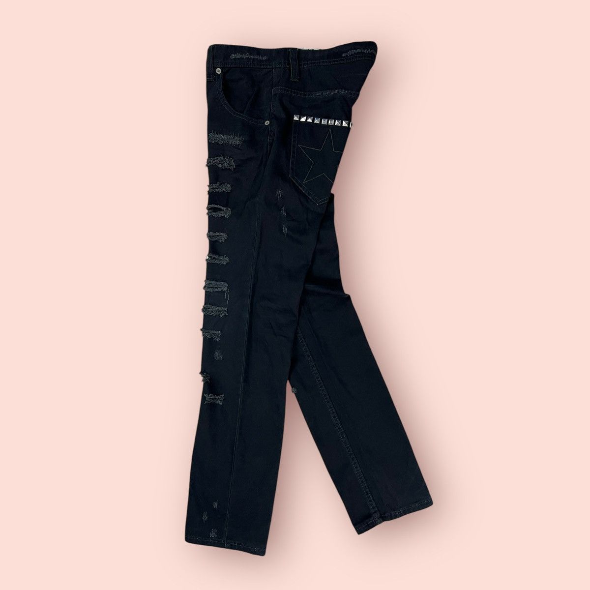 Hysteric Glamour × If Six Was Nine × Japanese Brand VINTAGE WWL DISTRESSED STUDDED BLACK JEANS JAPAN Size 30" / US 8 / IT 44 - 6 Thumbnail