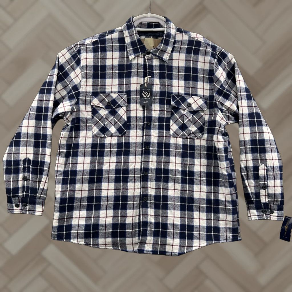Club Room club room Button-Up Shirt Men 2XL Blue Flannel Plaid Insulated  NWT NEW Button-Down Pockets Casual Regular | Grailed