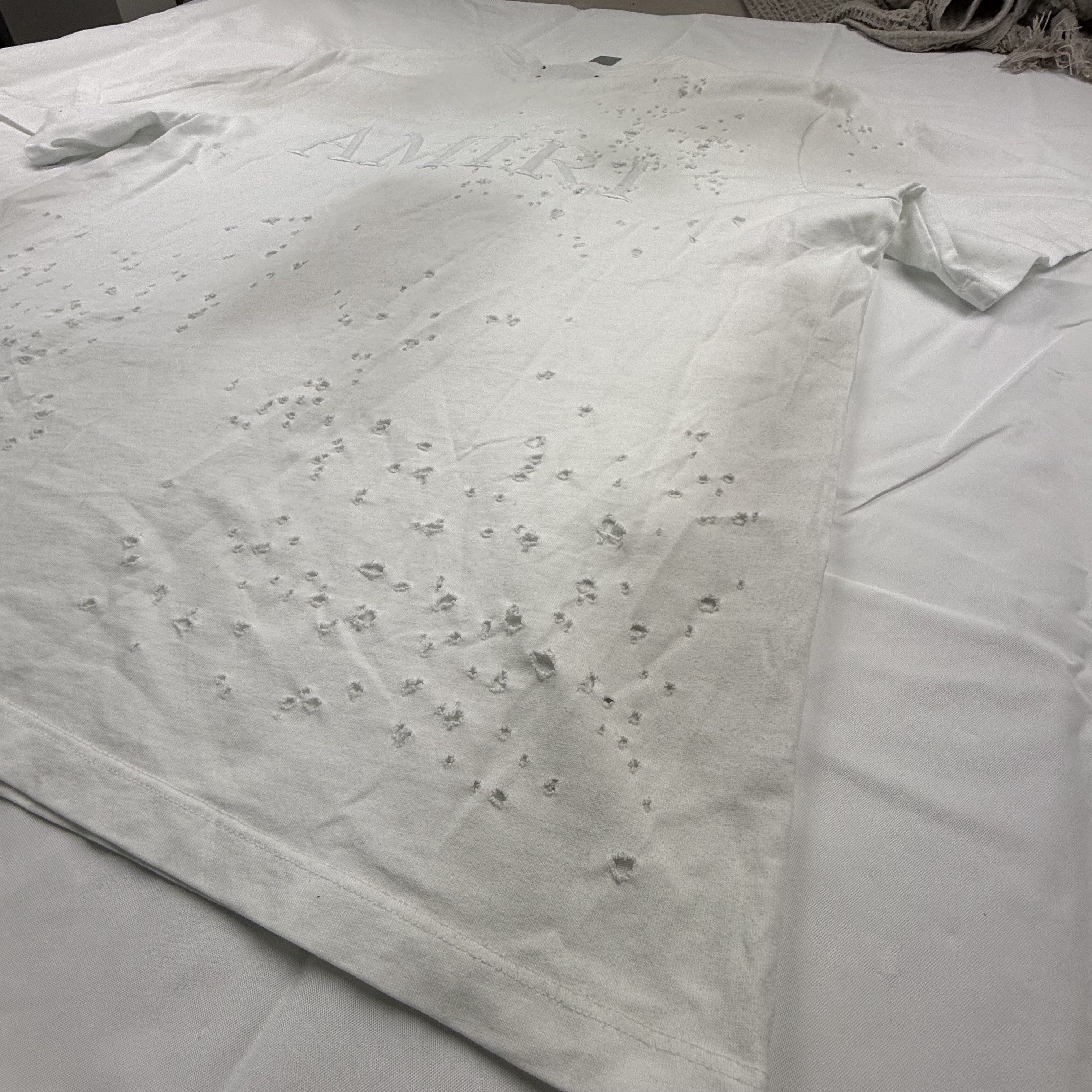 Amiri Amiri Shotgun Embroidered White Distressed Logo T-Shirt Size US XXL / EU 58 / 5 - 13 Thumbnail