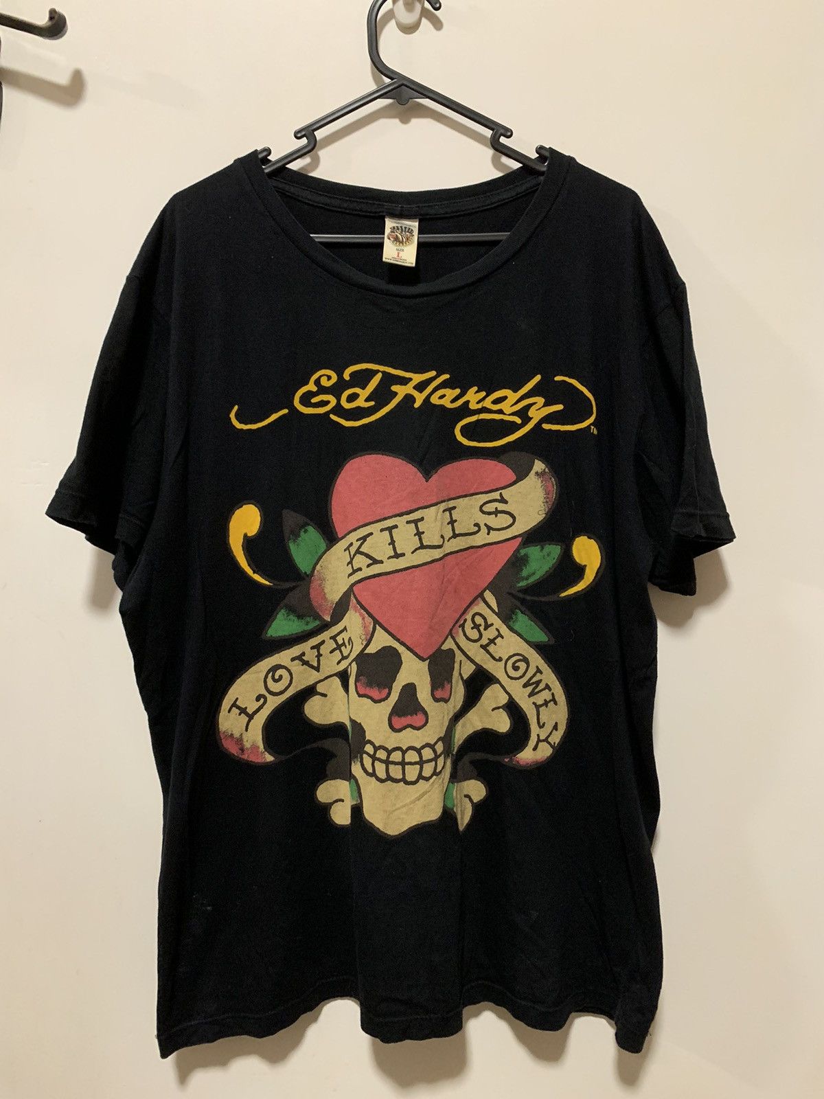 Vintage Vintage Ed Hardy Love Kills Slowly Large Black T-Shirt. | Grailed