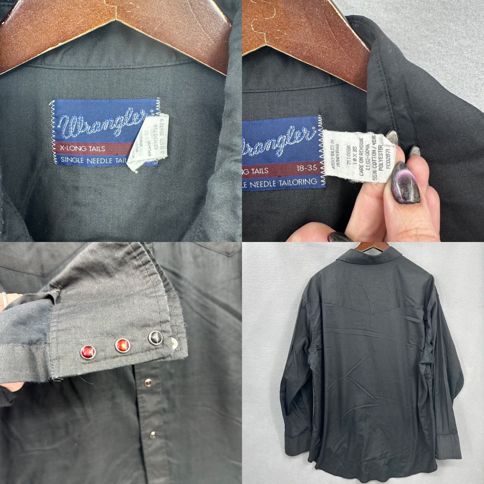 Wrangler VINTAGE Wrangler Shirt Men 18 35 Pearl Snap Long Tails Western Rodeo Cowboy Size US XXL / EU 58 / 5 - 8 Thumbnail