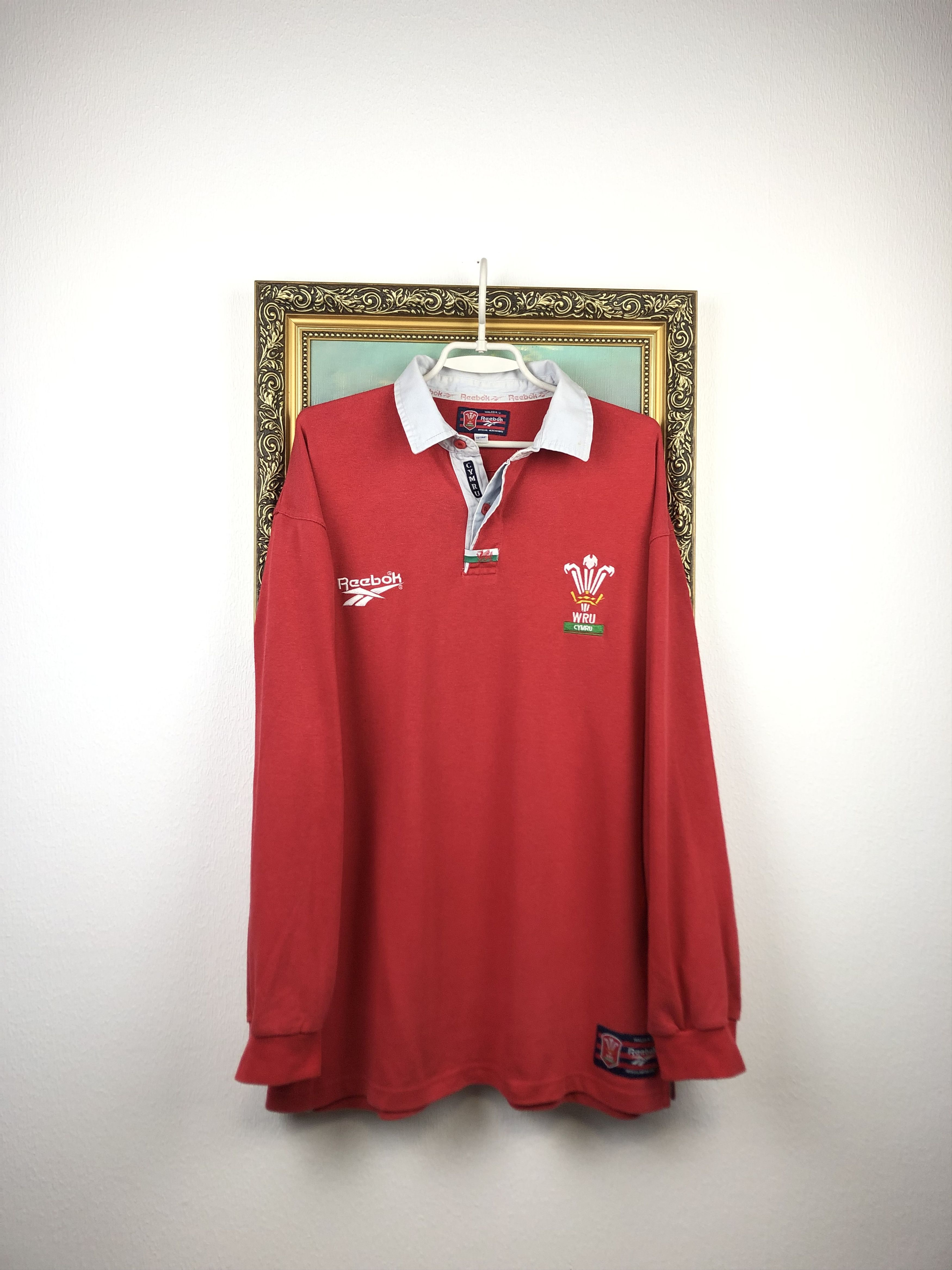Vintage Wales Rugby Union Shirt Jersey Reebok Long Sleeve