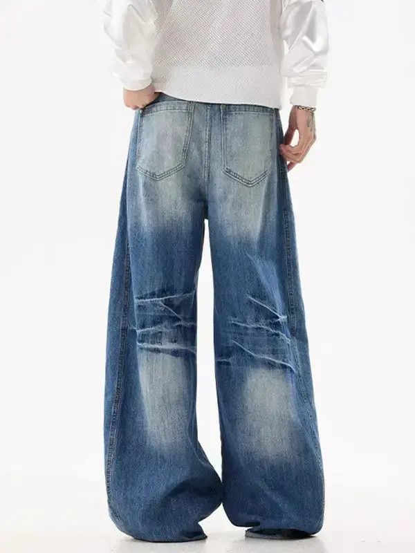 Japanese Brand Retro loose wide leg patchwork jeans Size US 32 / EU 48 - 3 Thumbnail