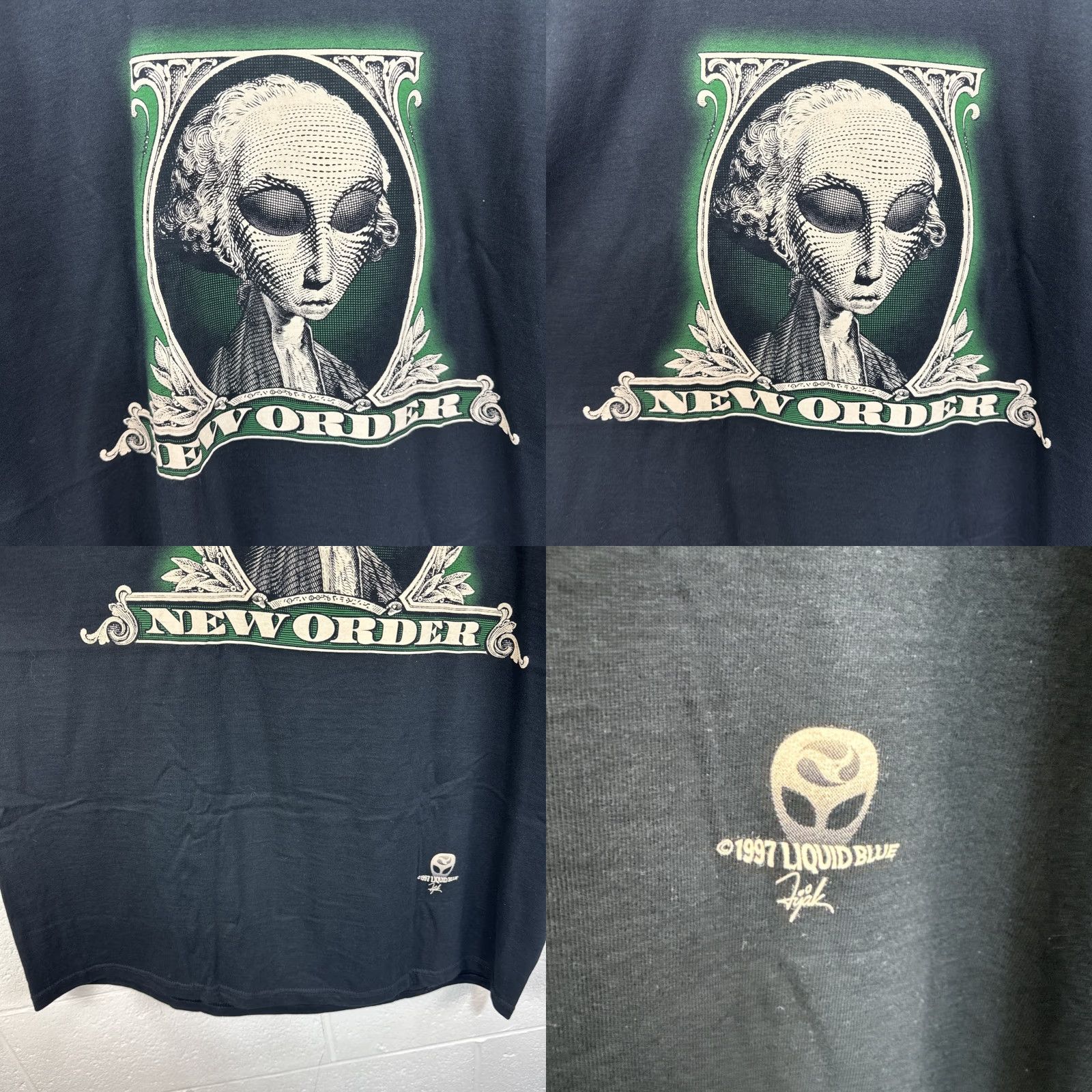 Liquid Blue VINTAGE Liquid Blue Alien New Order T-shirt Mens XL Black Cotton Graphic Print Short Sleeve Bill Clinton Hilary Clinton 90s Size US XL / EU 56 / 4 - 8 Thumbnail
